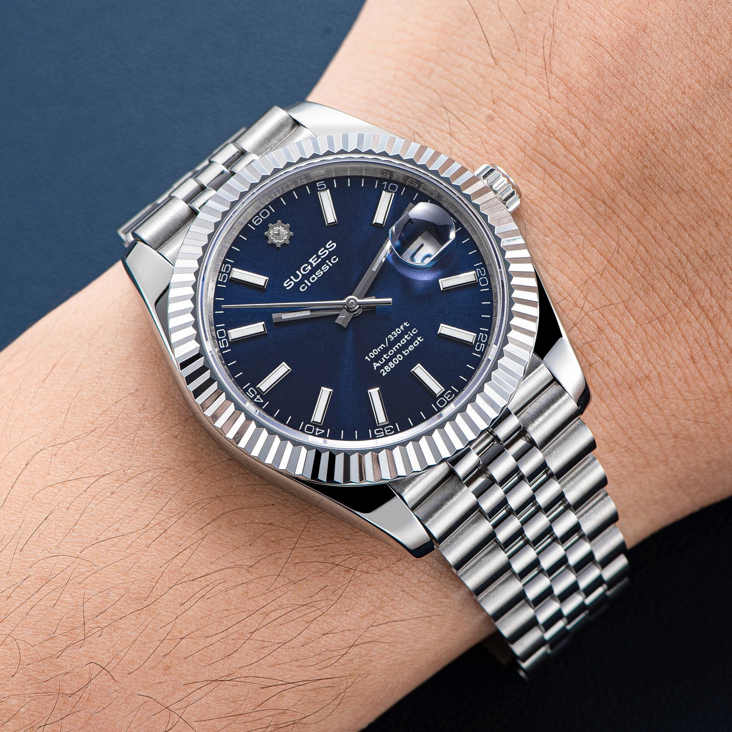 Automatic Classic S448 Deep Blue Dial Fluted Bezel Jubilee Bracelet ST2130