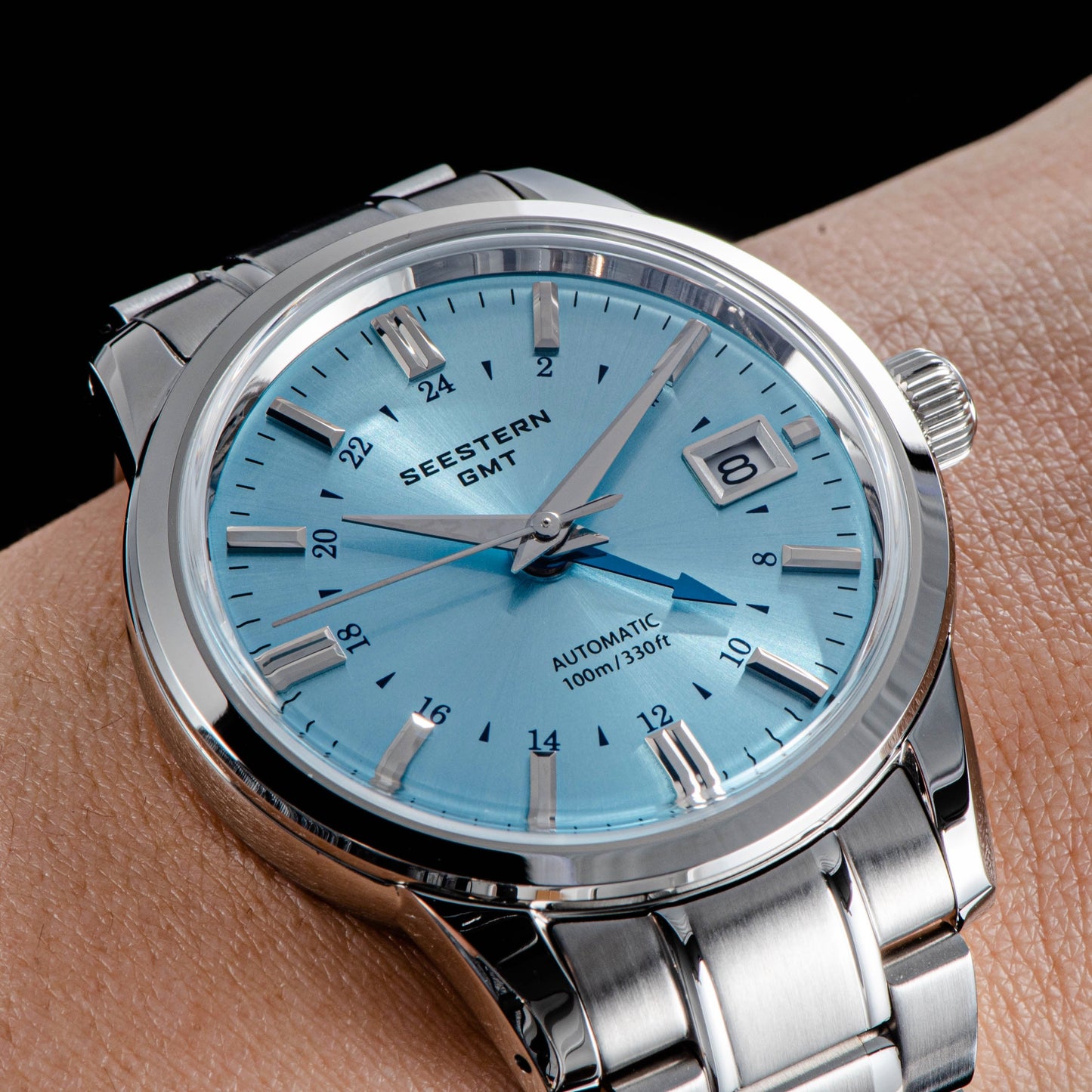 Seestern S446 GMT Watch Ice Blue Dial (Seiko NH34 GMT movement)