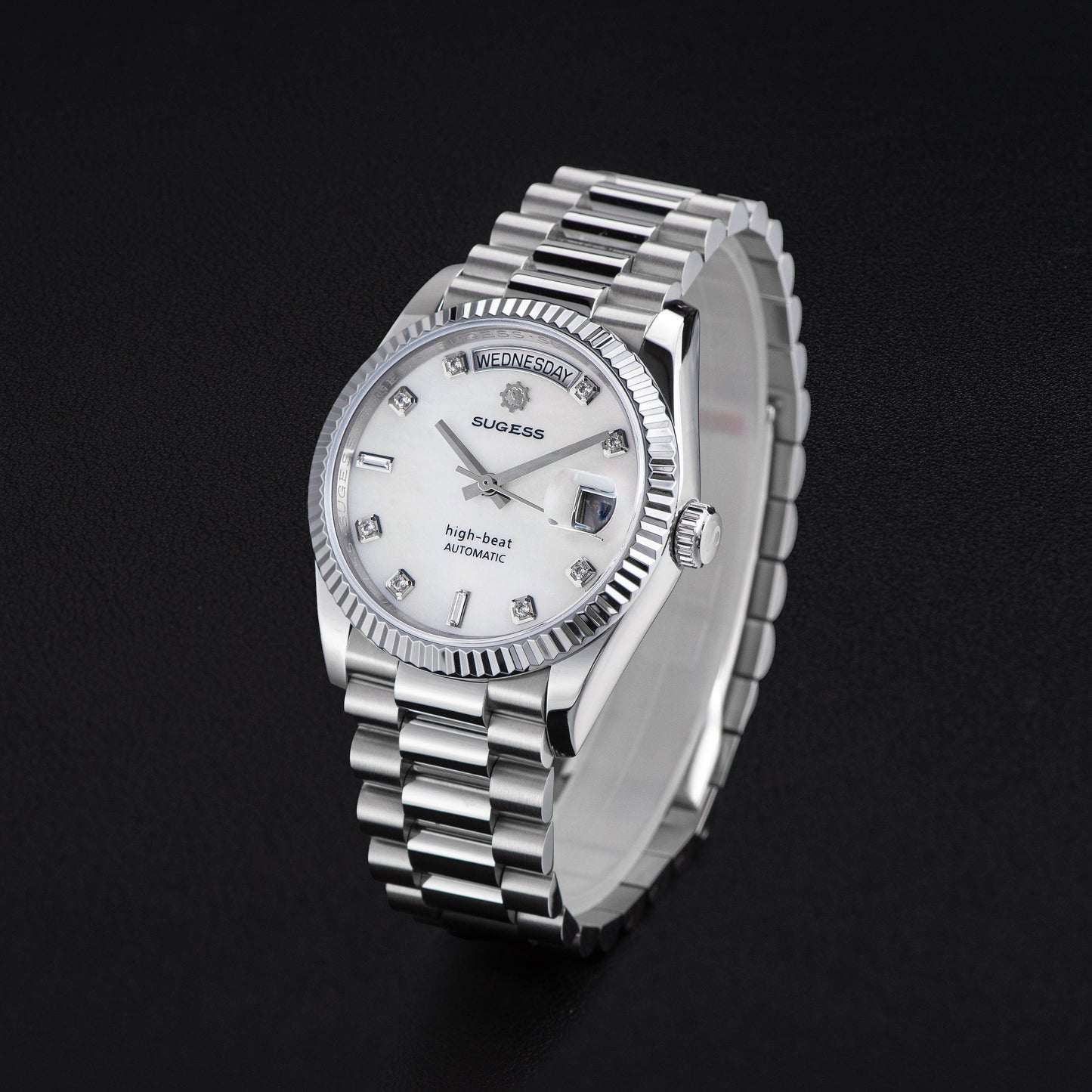 Heritage S449 DD Date and Day Display DD36 36mm Stainless Steel White Pearl Dial Automatic