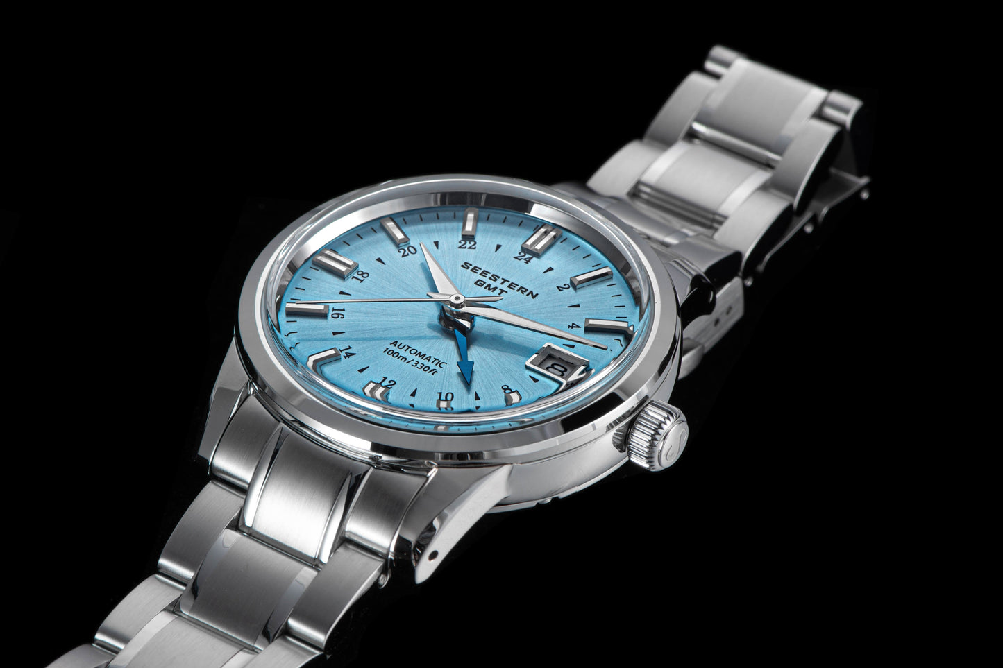 Seestern S446 GMT Watch Ice Blue Dial (Seiko NH34 GMT movement)