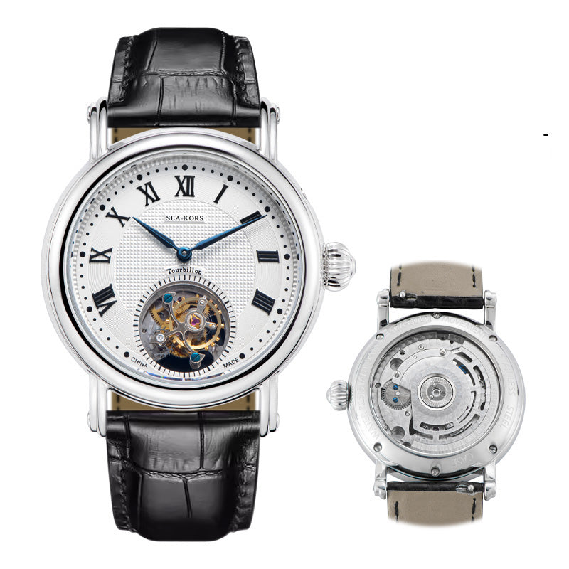 Seakors Tourbillon SE8002SK Black Indexes Automatic Movement