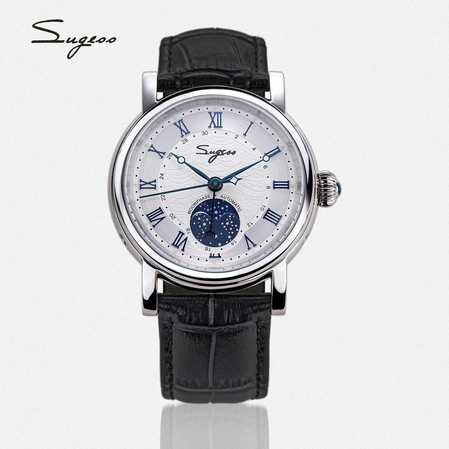 MoonPhase Master SU2108SZ Stainless-Steel Moon Phase Blue Indices