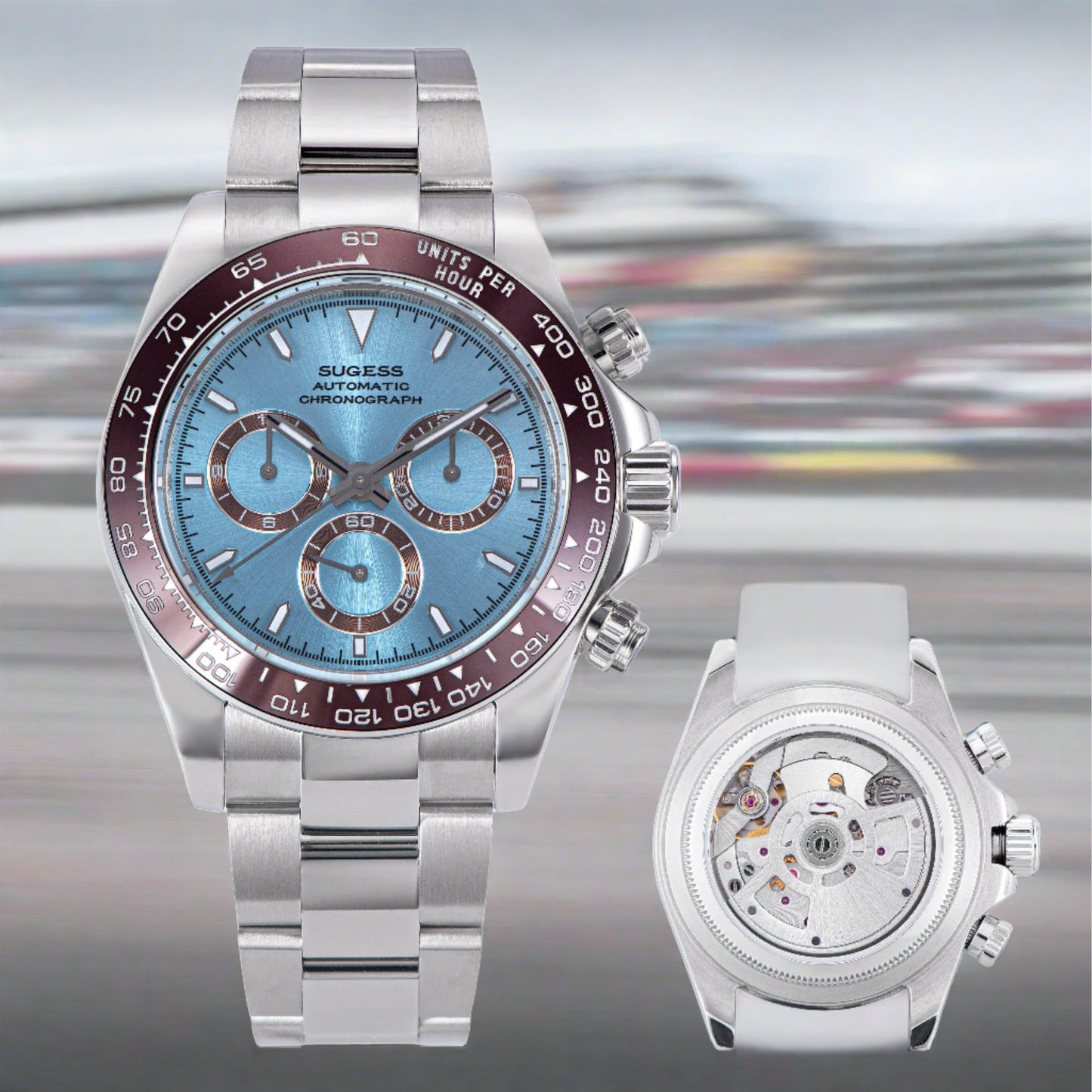 Automatic Chronograph S418-2.006 Ice Blue Dial Ceramic Bezel Professional