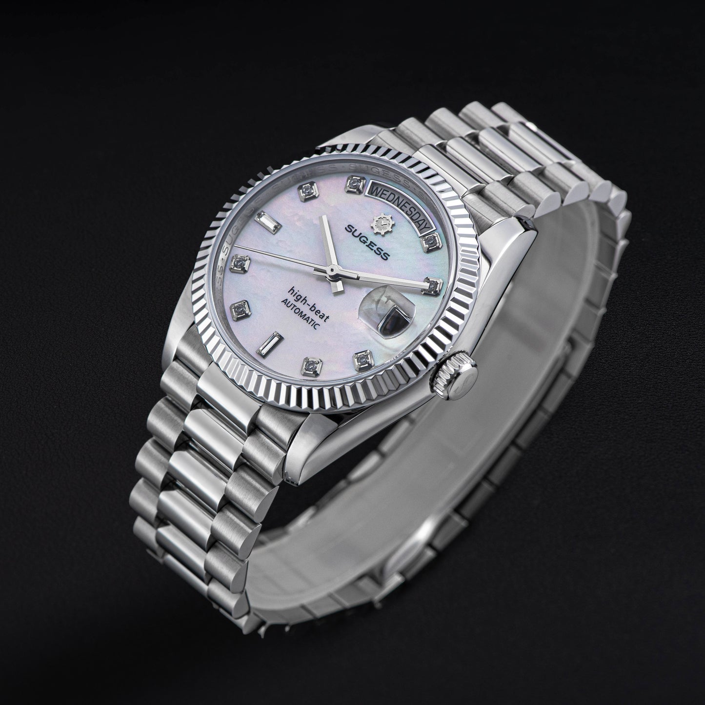 Heritage S449 DD Date and Day Display DD36 36mm Stainless Steel White Pearl Dial Automatic