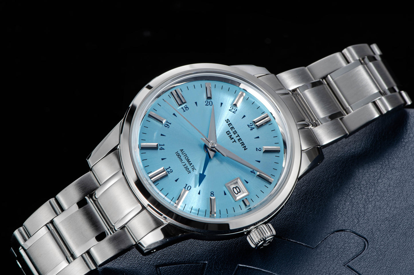 Seestern S446 GMT Watch Ice Blue Dial (Seiko NH34 GMT movement)