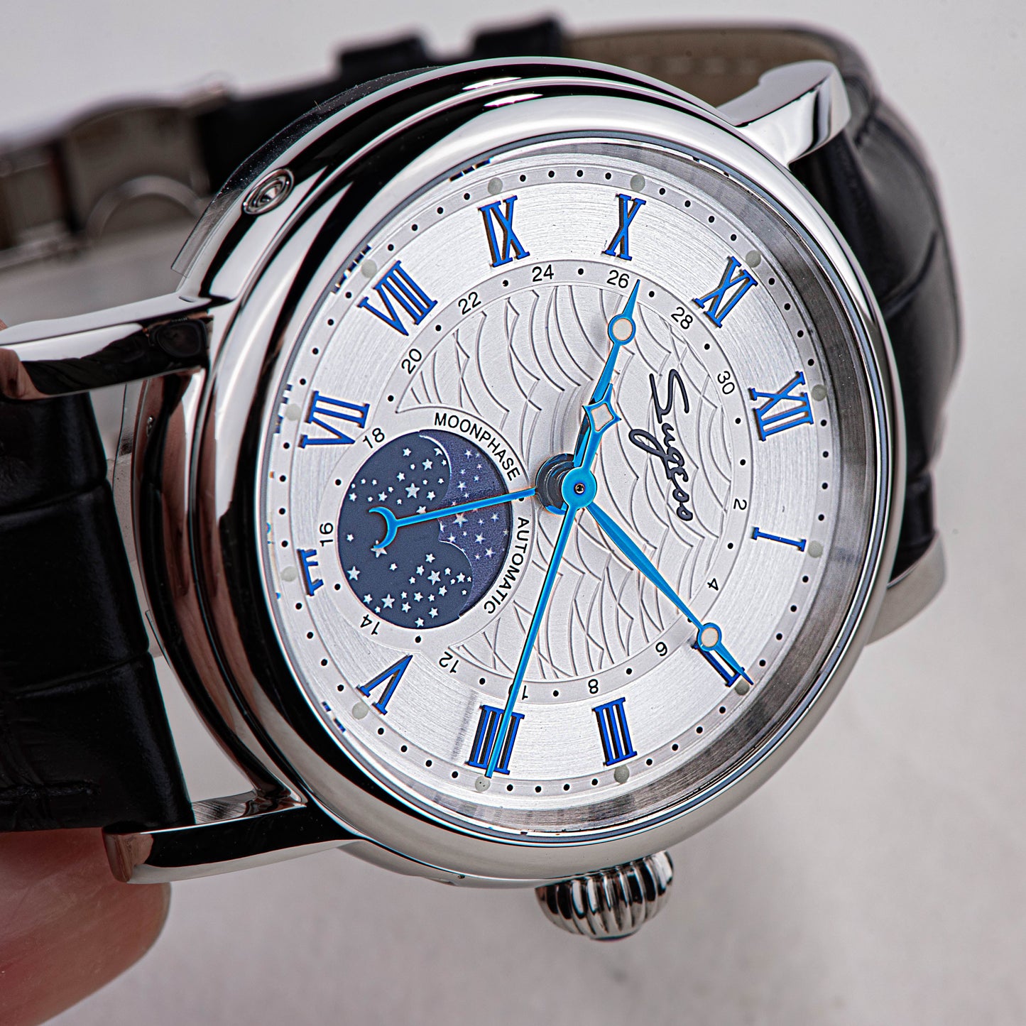 MoonPhase Master SU2108SZ Stainless-Steel Moon Phase Blue Indices