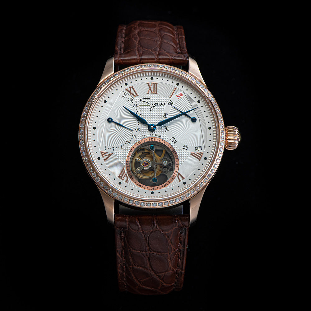 Tourbillon Master SU8004RGD Rose Gold Crystal Ring Bezel