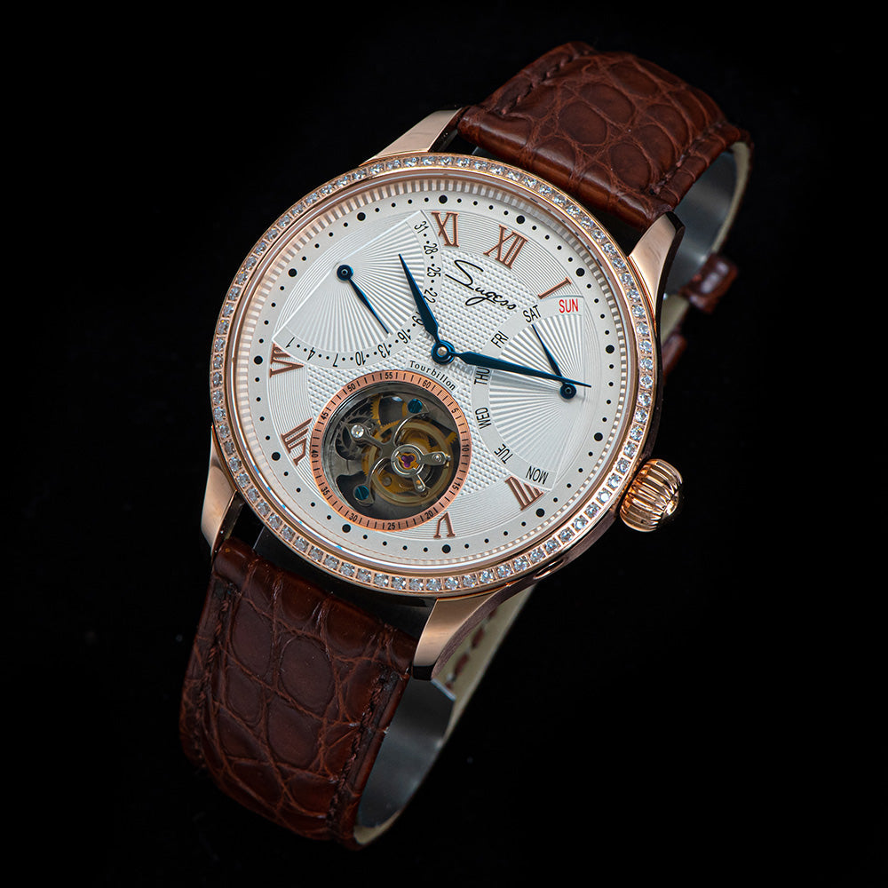 Tourbillon Master SU8004RGD Rose Gold Crystal Ring Bezel