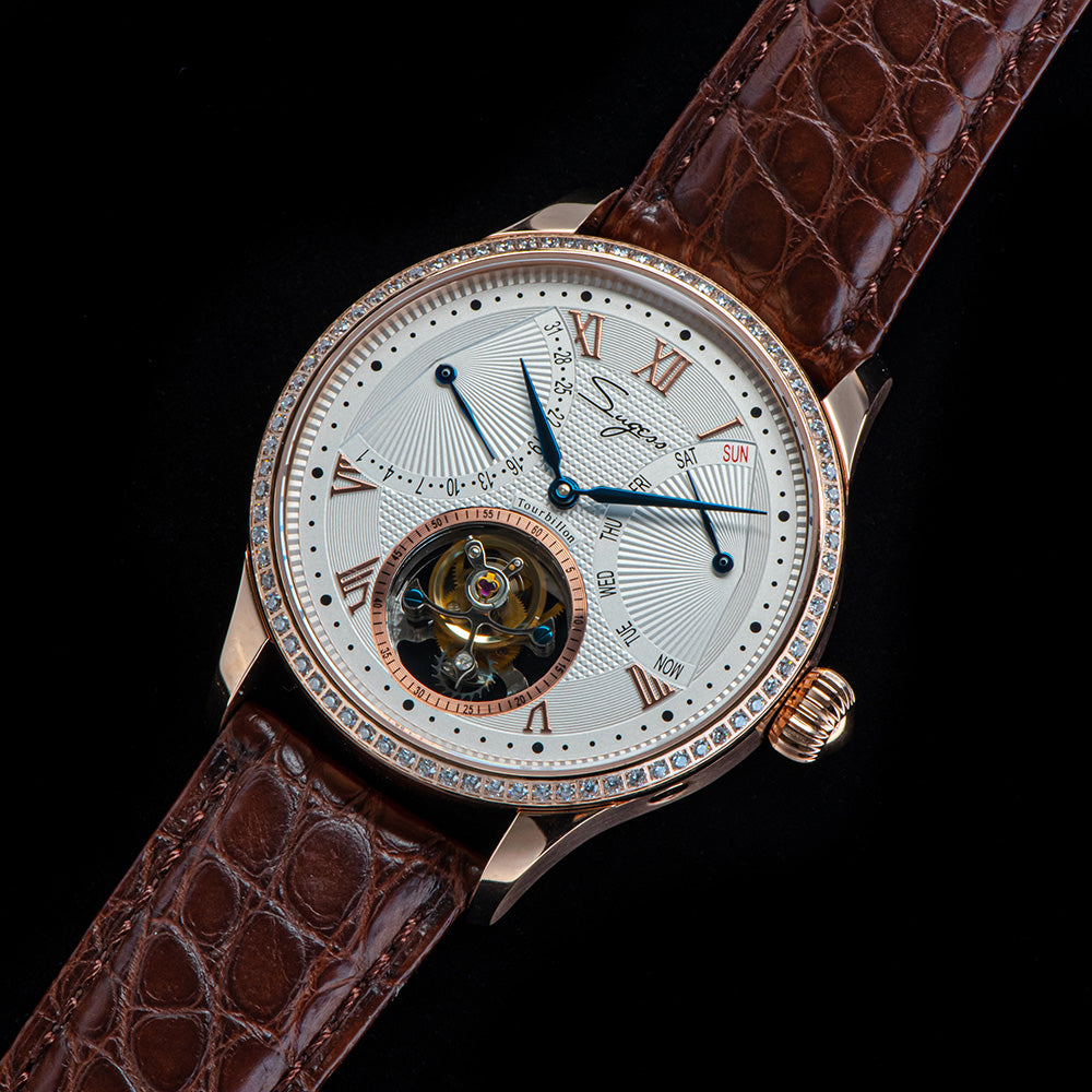 Tourbillon Master SU8004RGD Rose Gold Crystal Ring Bezel