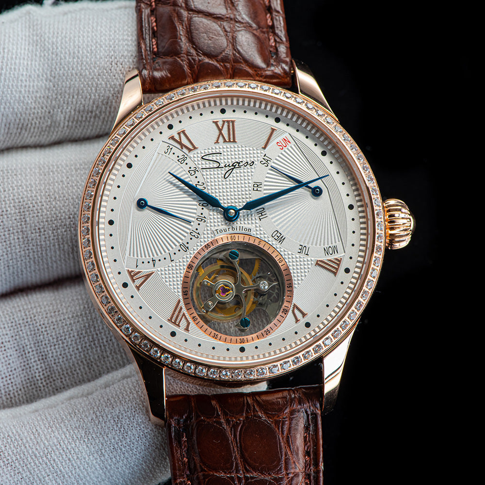 Tourbillon Master SU8004RGD Rose Gold Crystal Ring Bezel