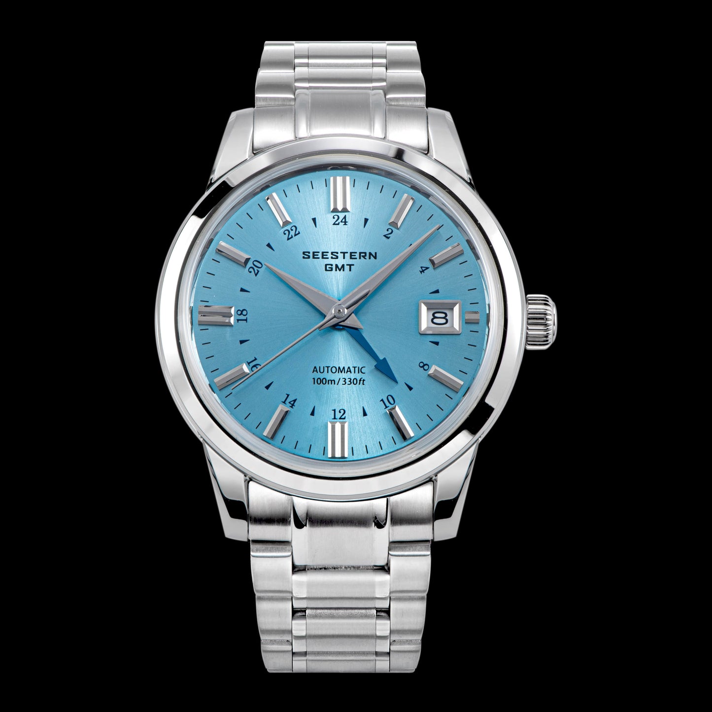 Seestern S446 GMT Watch Ice Blue Dial (Seiko NH34 GMT movement)