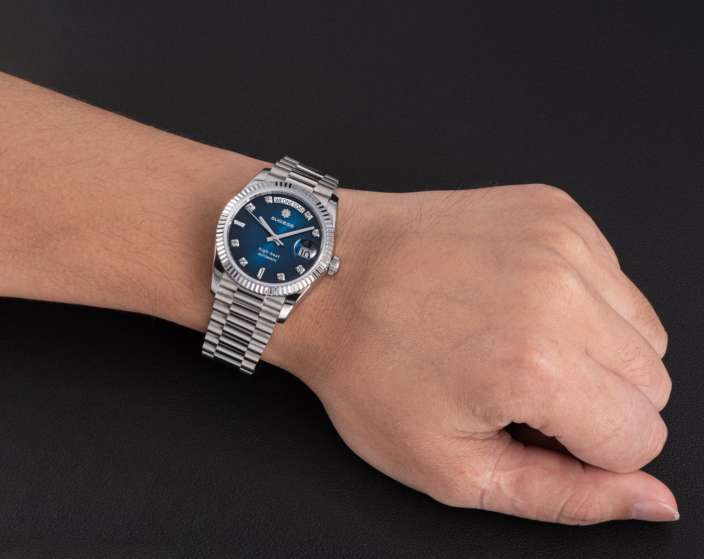 Heritage S449 DD Date and Day Display DD36 36mm Stainless Steel Blue Dial Automatic