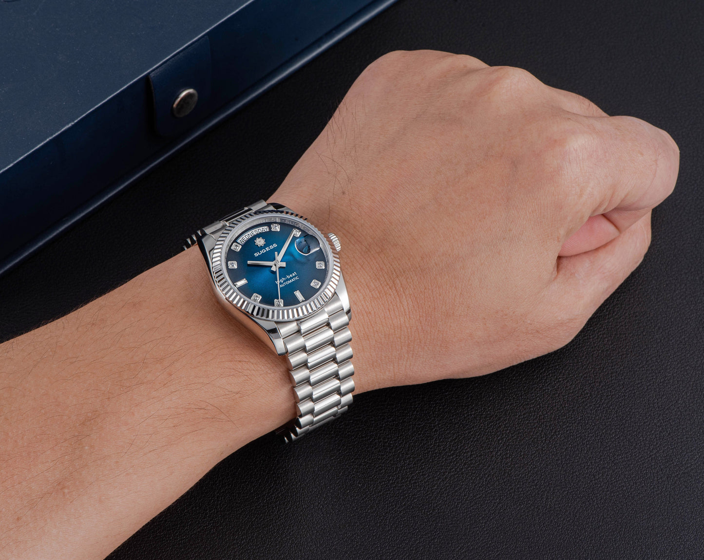 Heritage S449 DD Date and Day Display DD36 36mm Stainless Steel Blue Dial Automatic