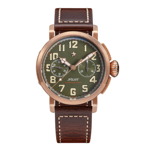 Pilot Master S409 Green Dial Chronograph CuSn8 Bronze