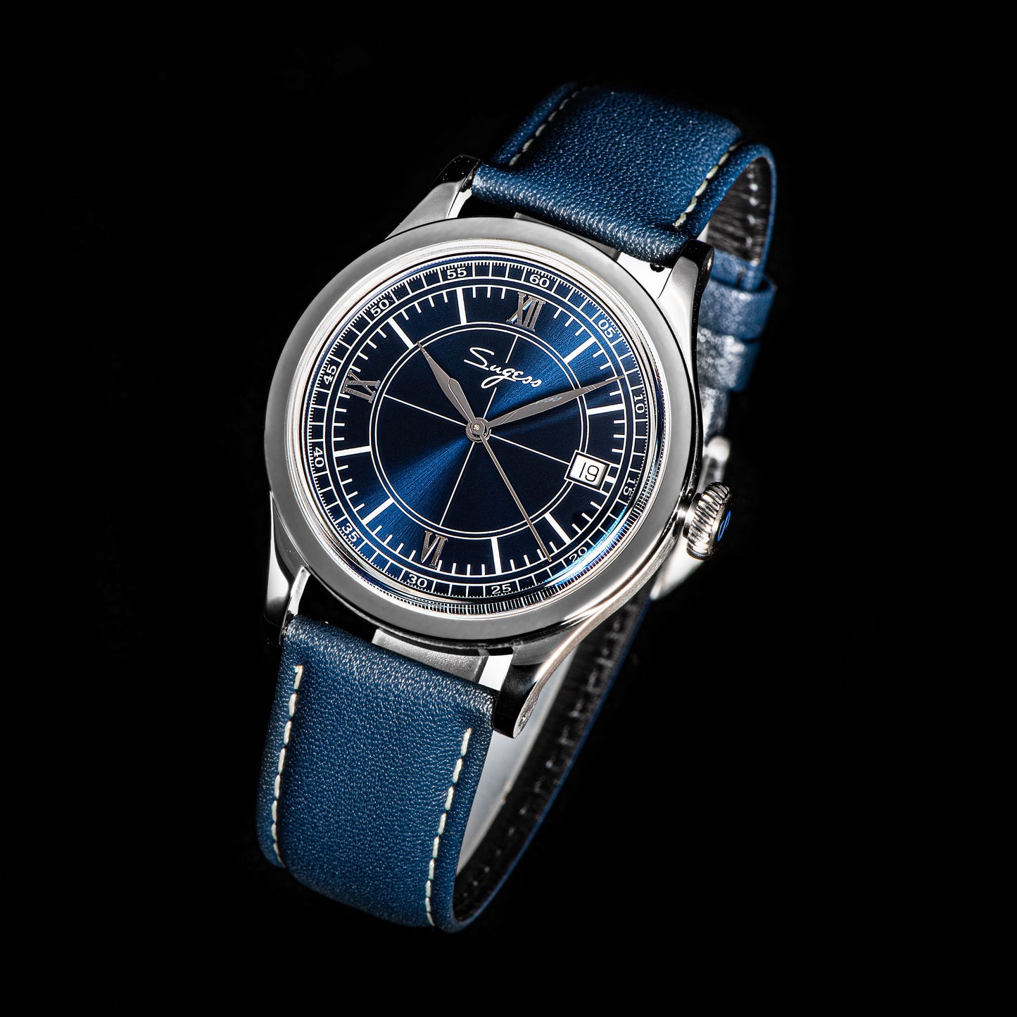 Heritage 411-3B Seagull 2130 Movement  Stainless Steel Case Deep Blue Dial SU4113BDB