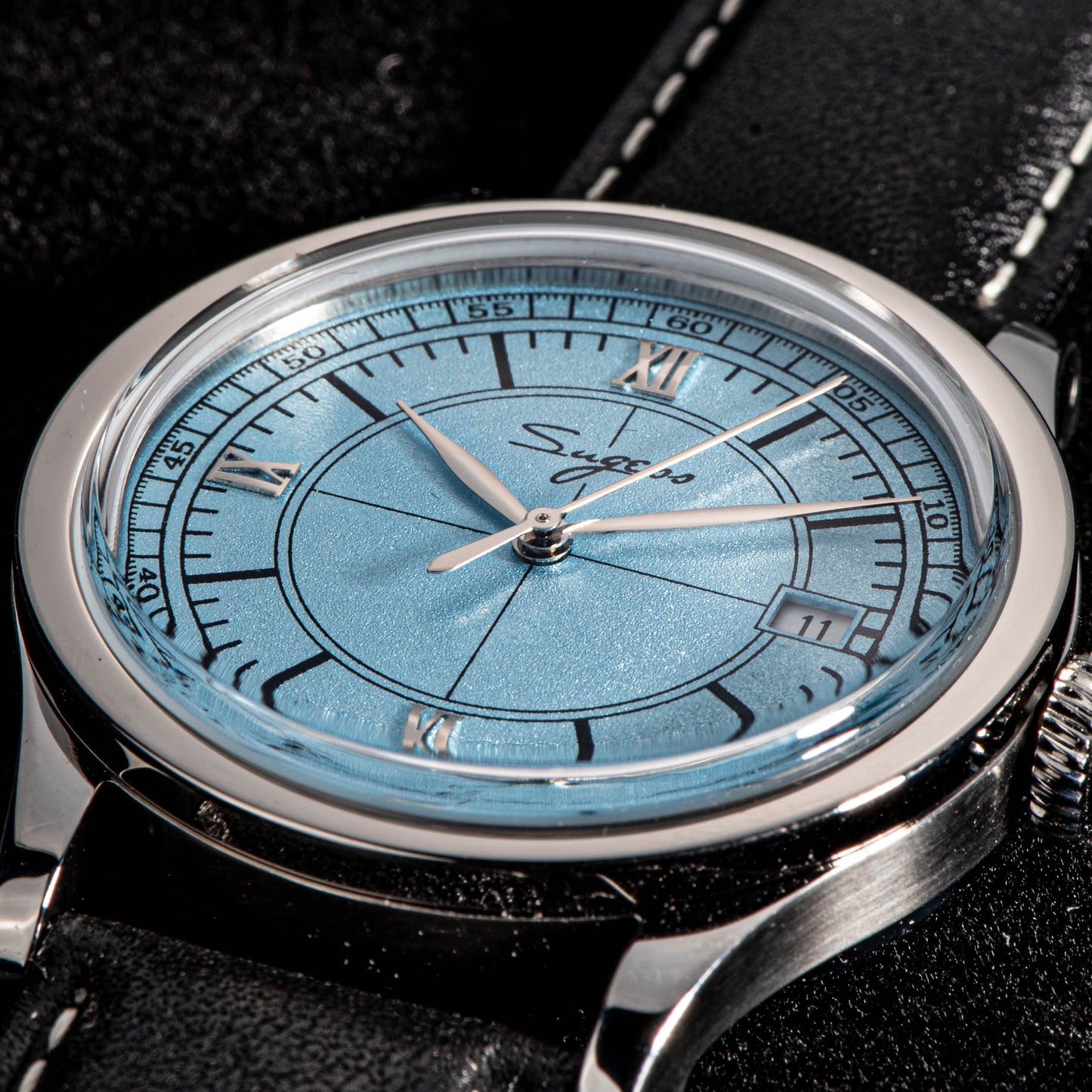 Heritage 411-3B Seagull 2130 Movement  Stainless Steel Case Deep Light Blue Dial SU4113BLB