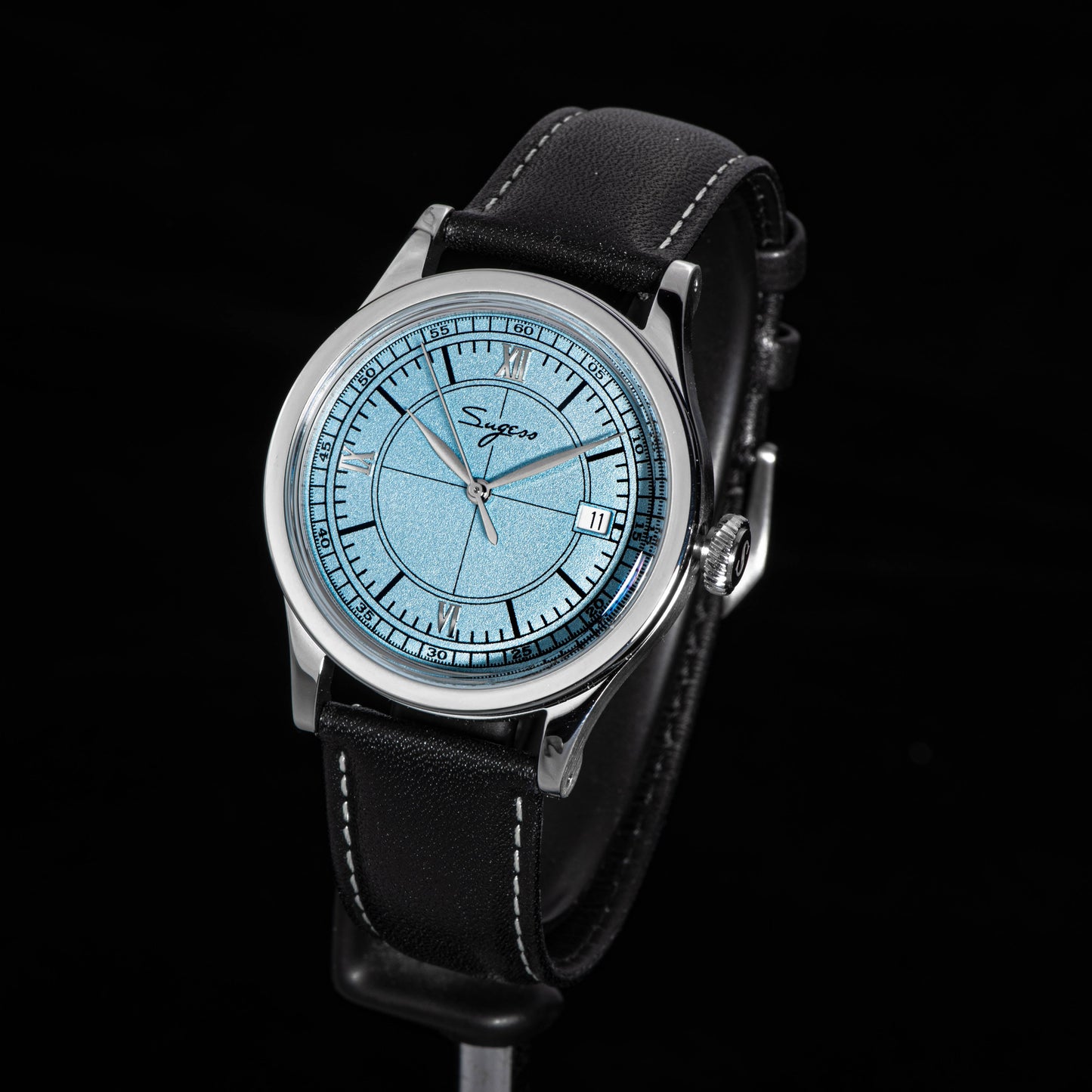 Heritage 411-3B Seagull 2130 Movement  Stainless Steel Case Deep Light Blue Dial SU4113BLB