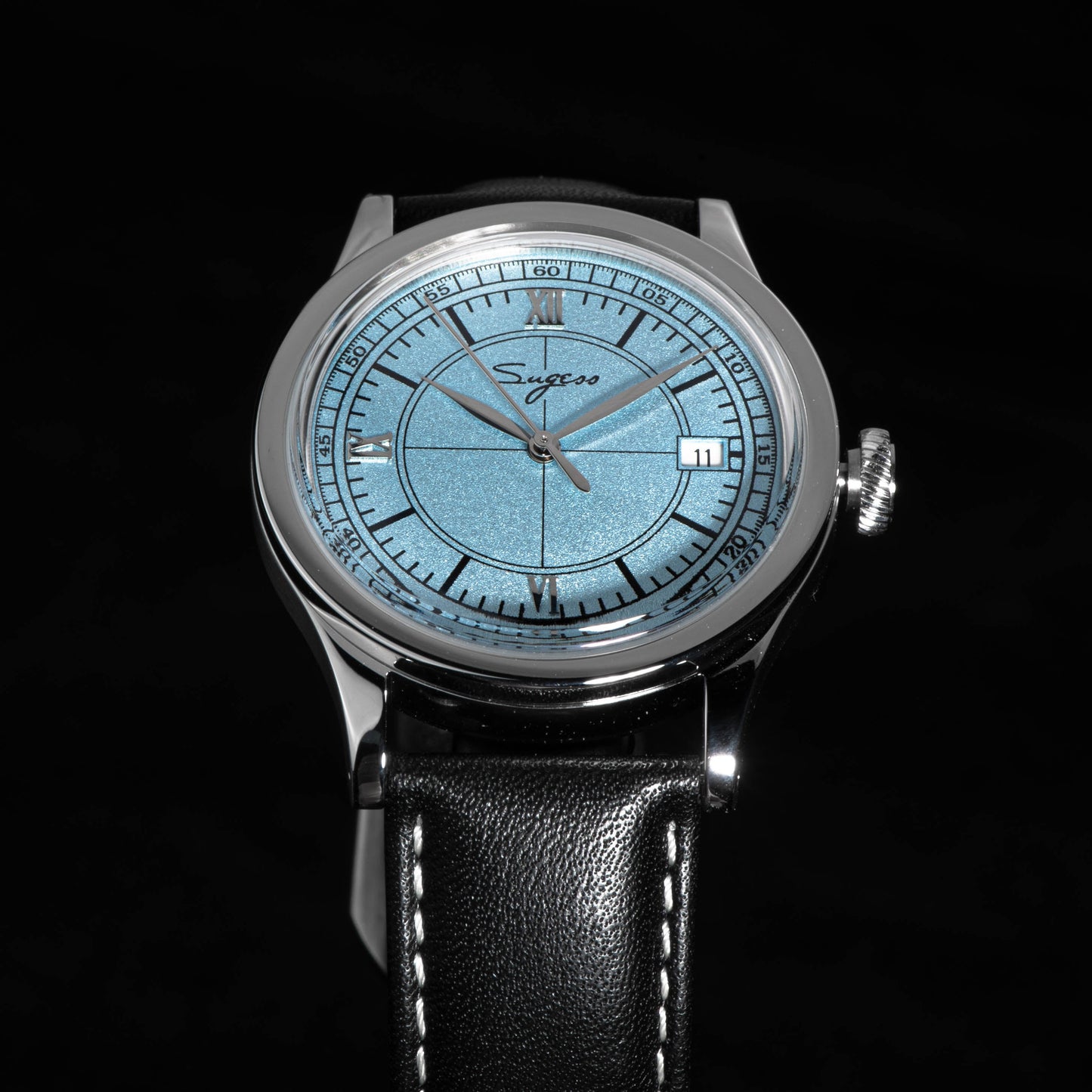 Heritage 411-3B Seagull 2130 Movement  Stainless Steel Case Deep Light Blue Dial SU4113BLB