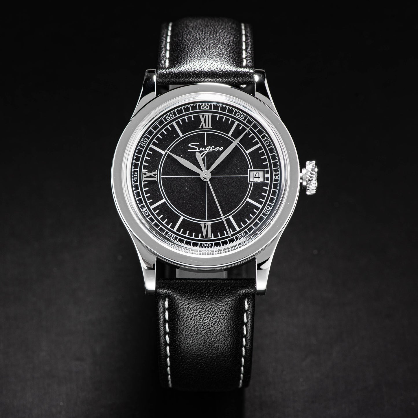 Heritage 411-3B Seagull 2130 Movement  Stainless Steel Case Deep Black Dial SU4113BBK