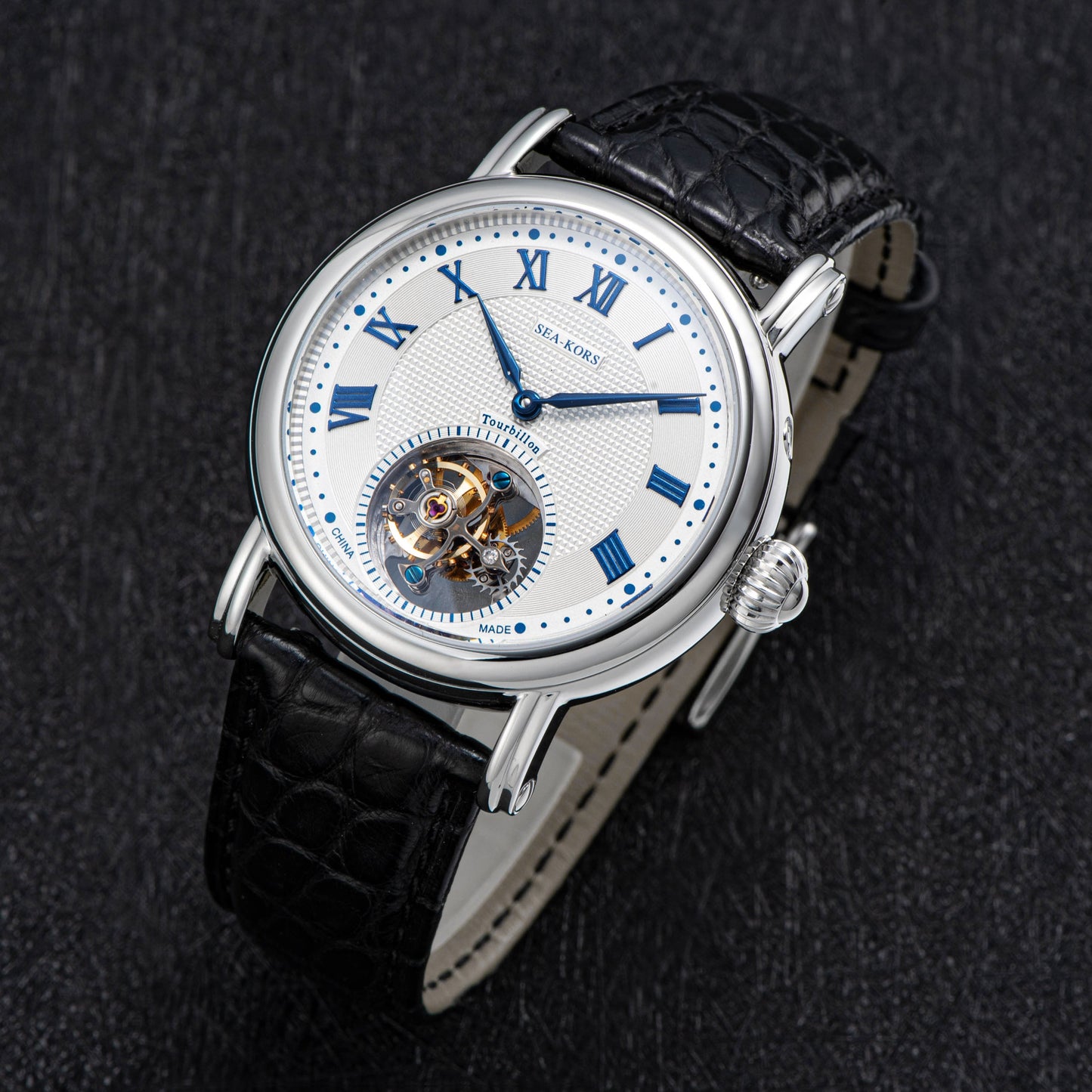 Seakors Tourbillon SE8002SW Blue Indexes Automatic Movement