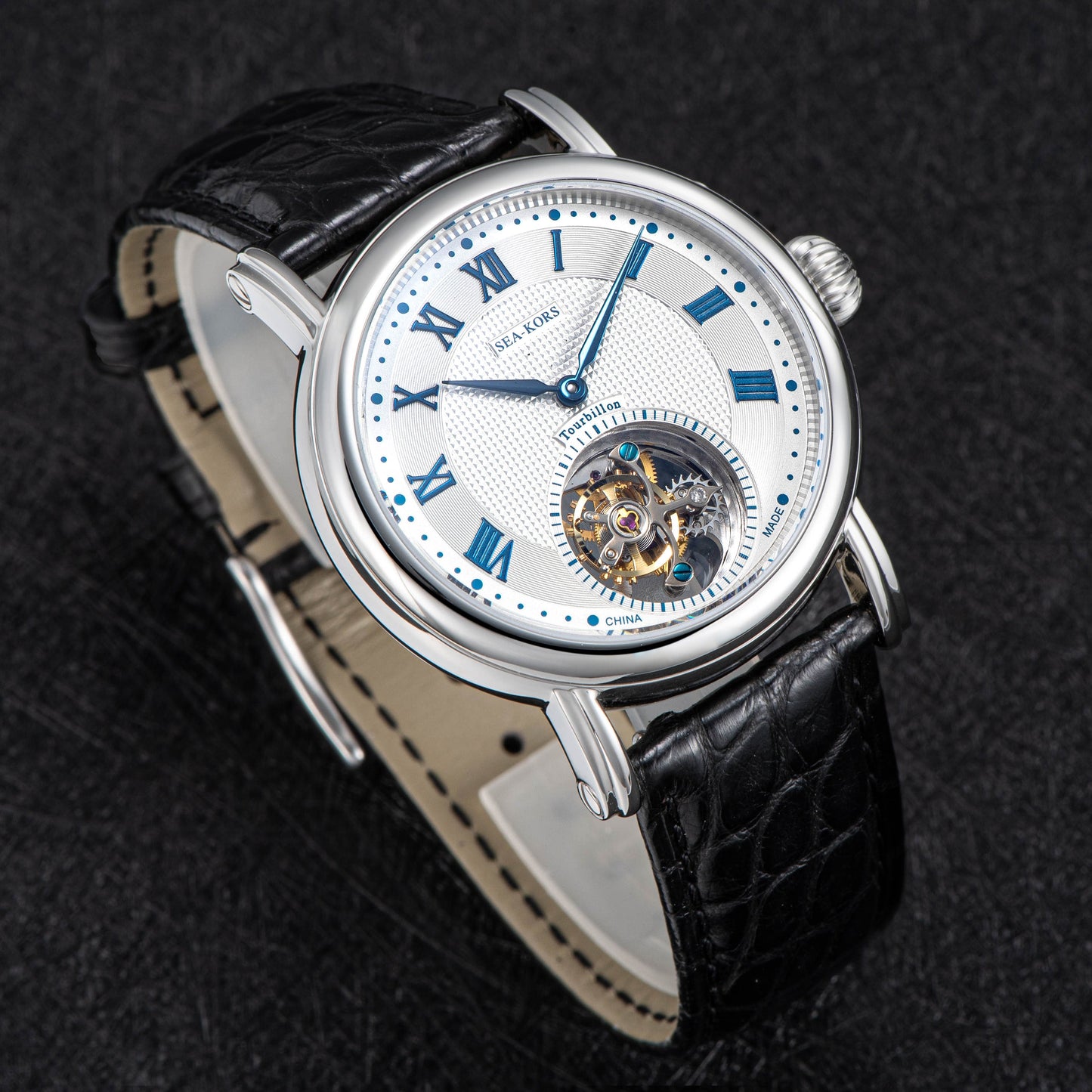 Seakors Tourbillon SE8002SW Blue Indexes Automatic Movement