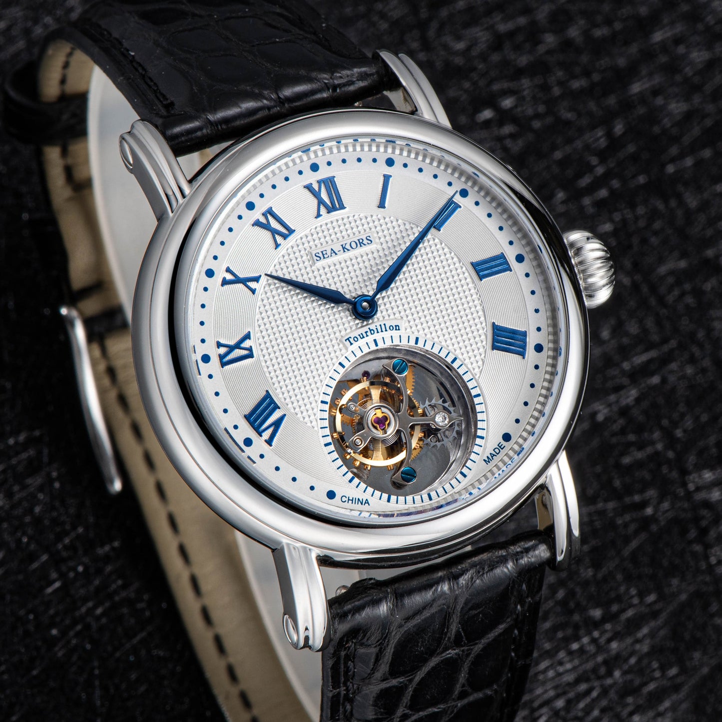 Seakors Tourbillon SE8002SW Blue Indexes Automatic Movement