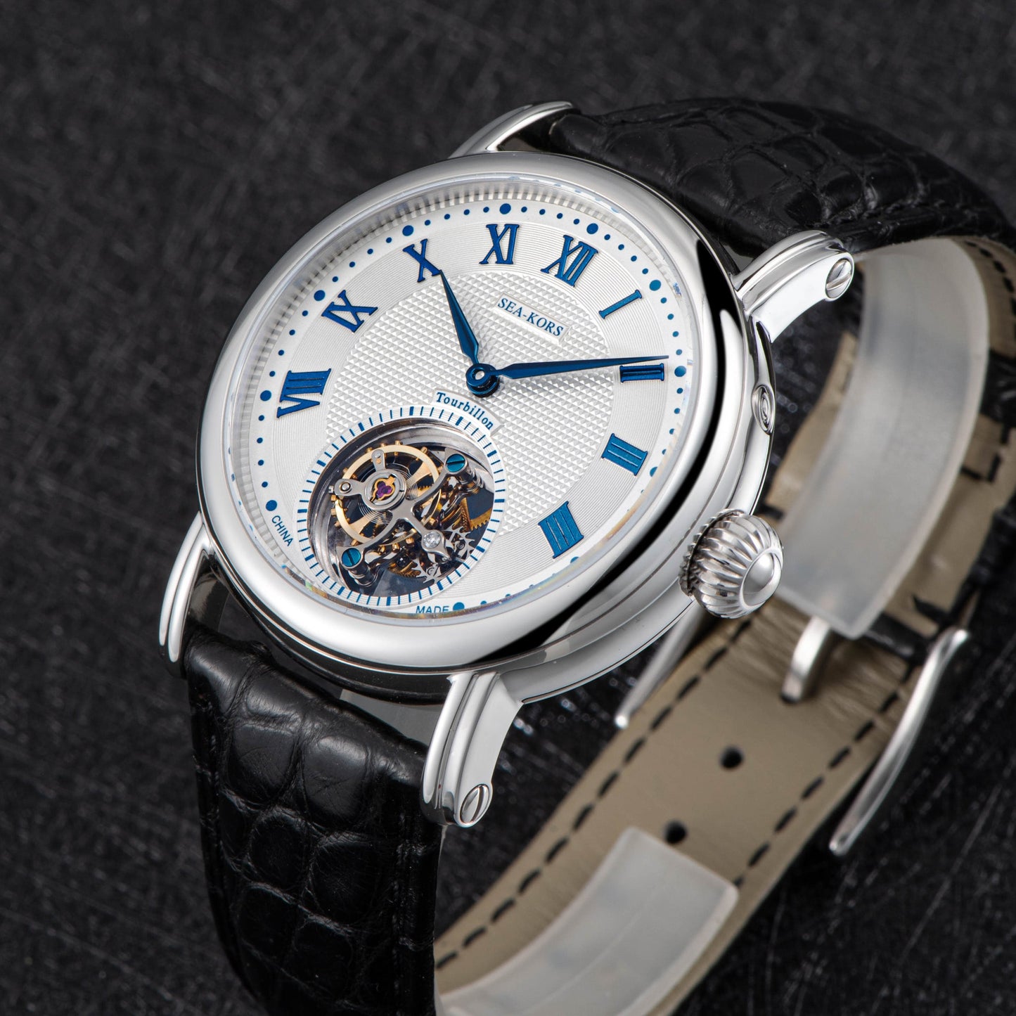 Seakors Tourbillon SE8002SW Blue Indexes Automatic Movement