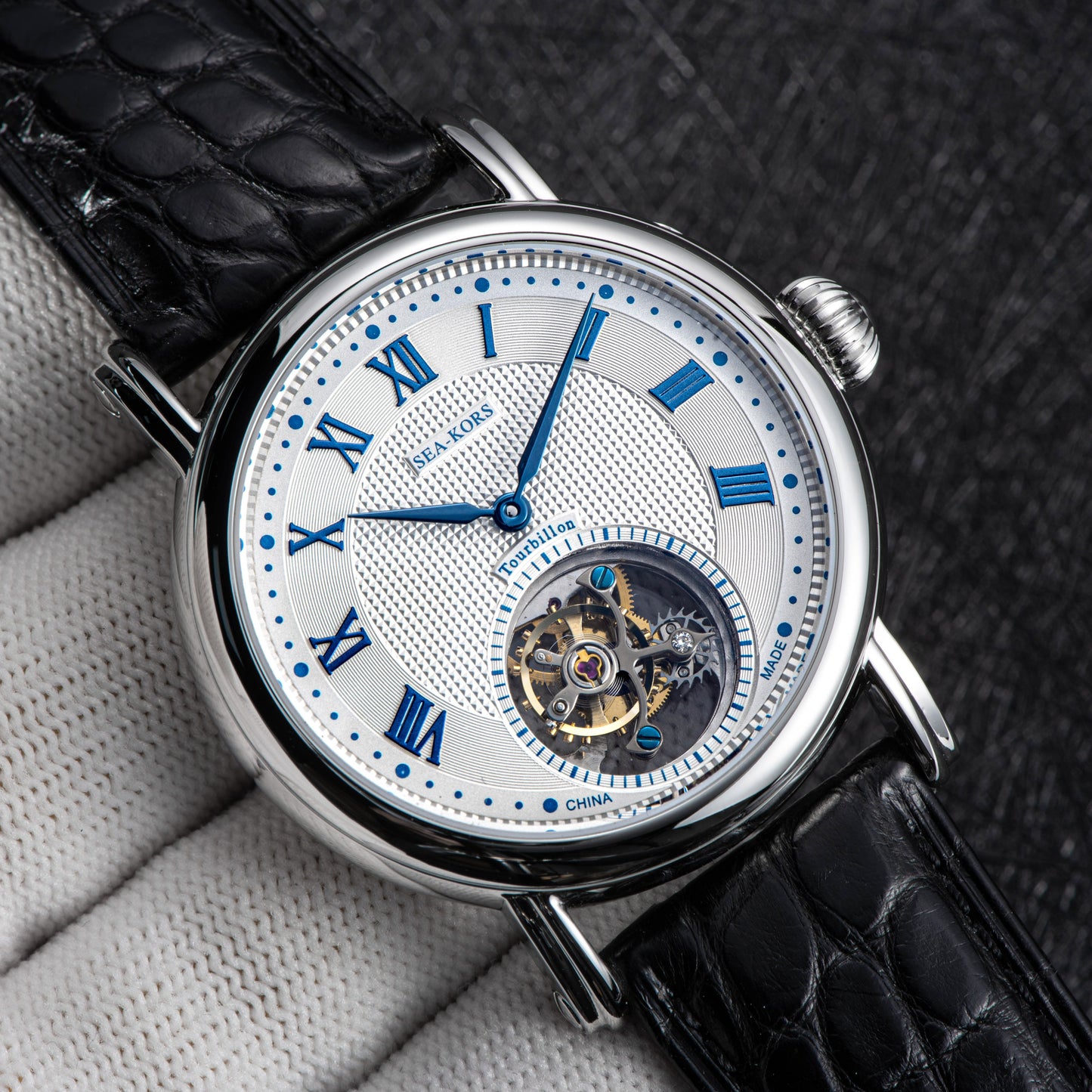 Seakors Tourbillon SE8002SW Blue Indexes Automatic Movement