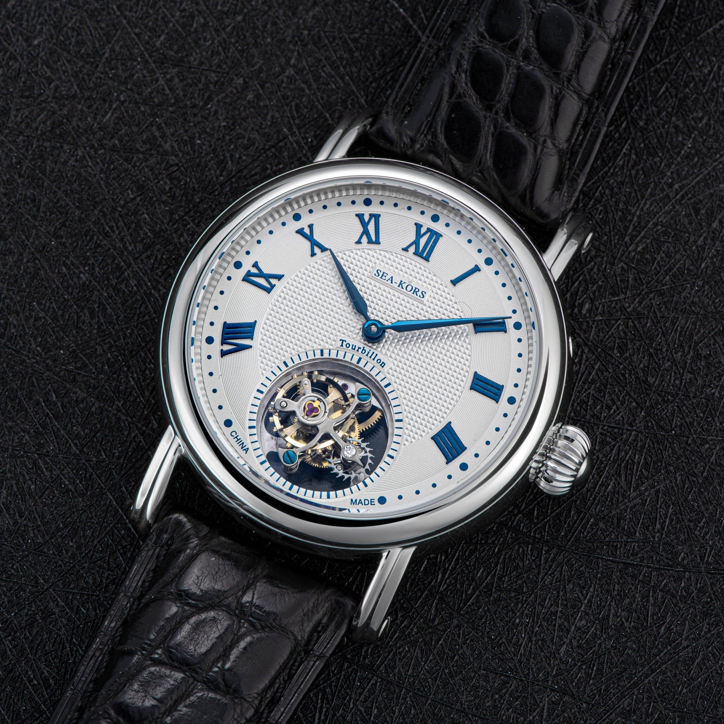 Seakors Tourbillon SE8002SW Blue Indexes Automatic Movement