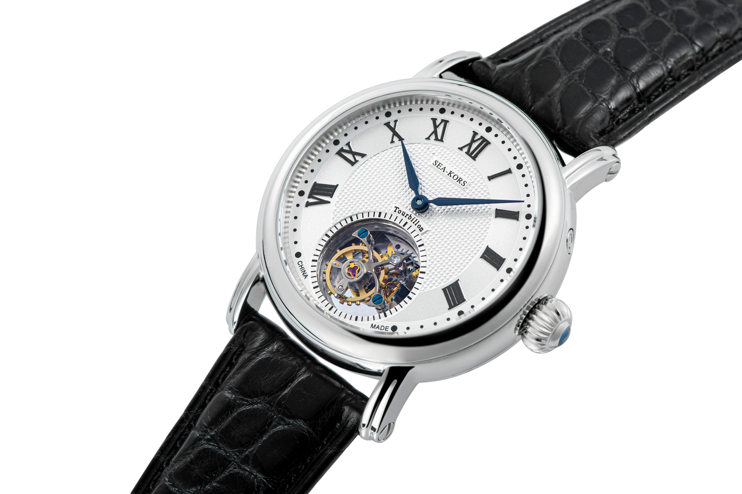 Seakors Tourbillon SE8002SK Black Indexes Automatic Movement