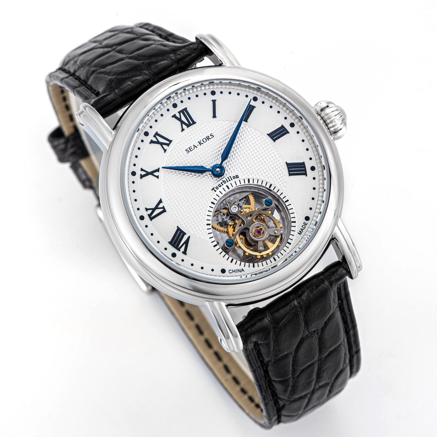 Seakors Tourbillon SE8002SK Black Indexes Automatic Movement