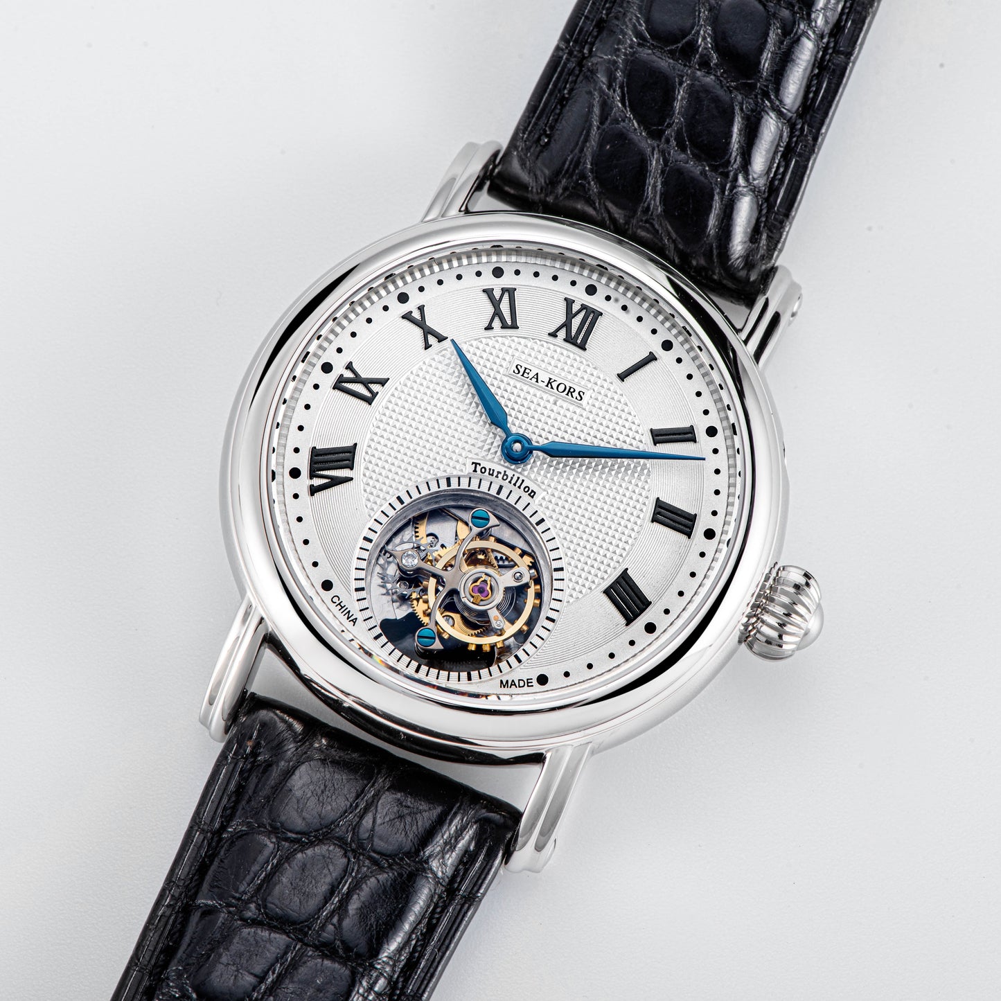 Seakors Tourbillon SE8002SK Black Indexes Automatic Movement