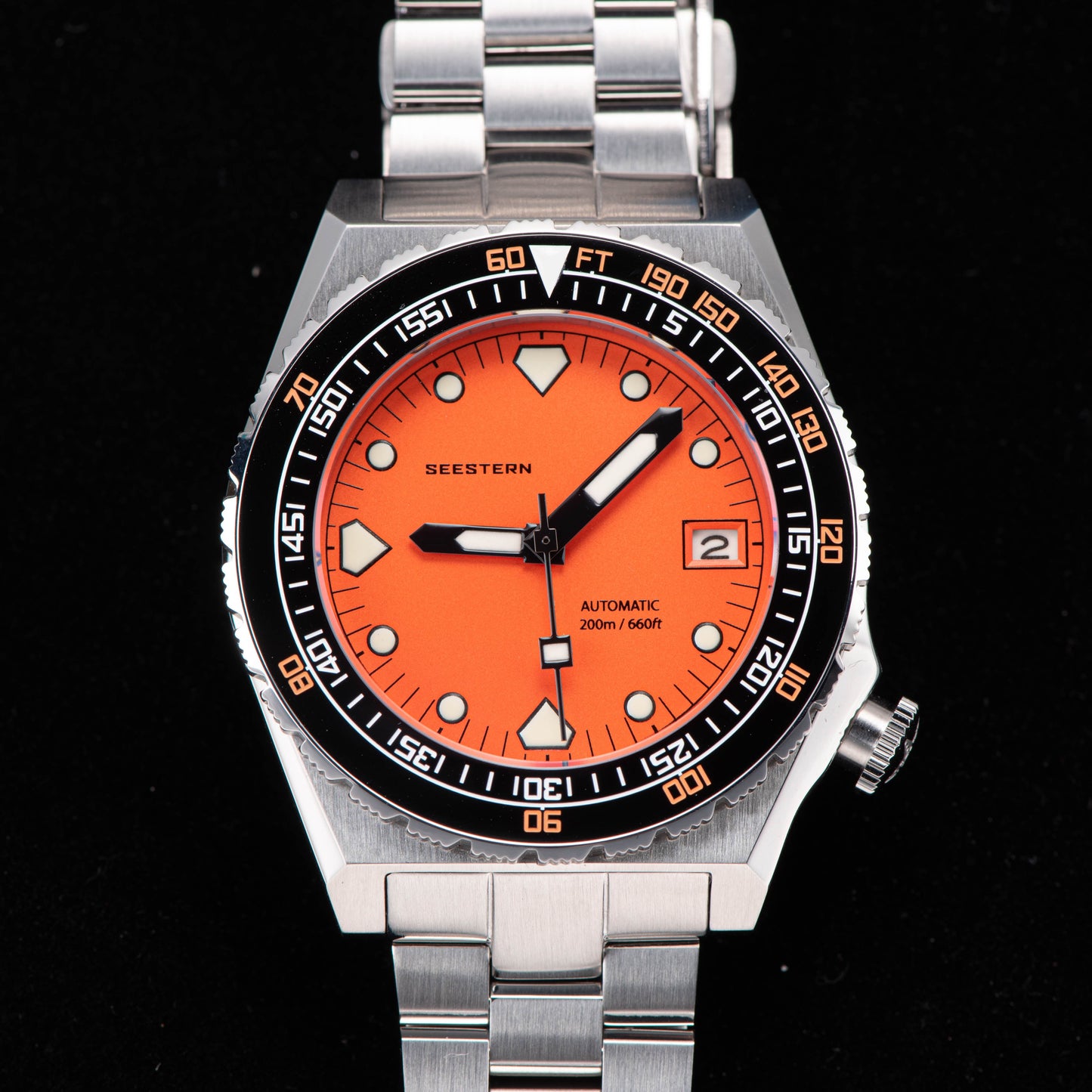 Seestern Vintage 407 600T Orange Dial Ceramic Bezel