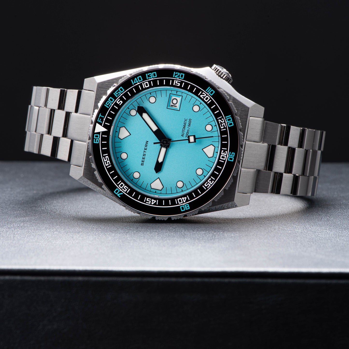 Seestern Vintage 407 600T Light Blue Dial Ceramic Bezel