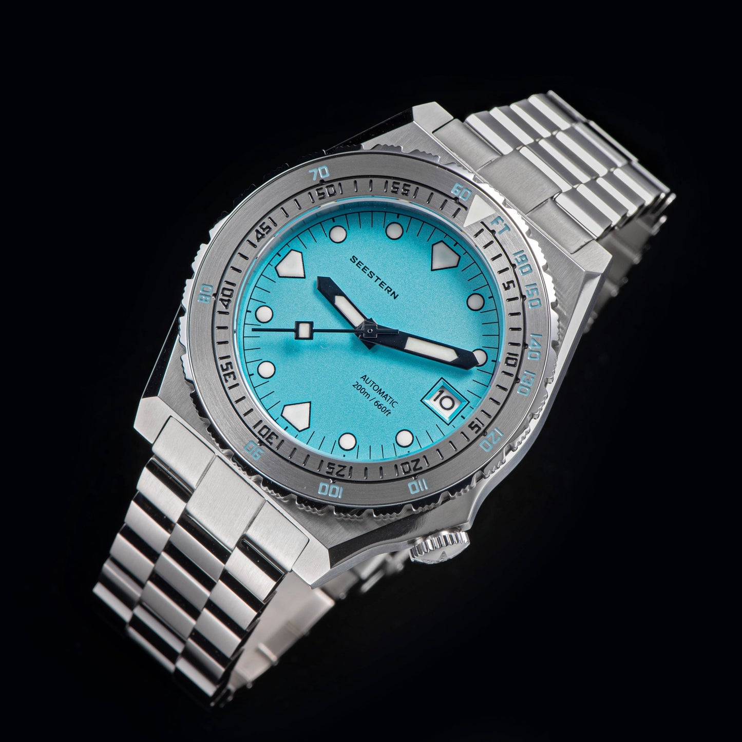 Seestern Vintage 407 600T Light Blue Dial Ceramic Bezel