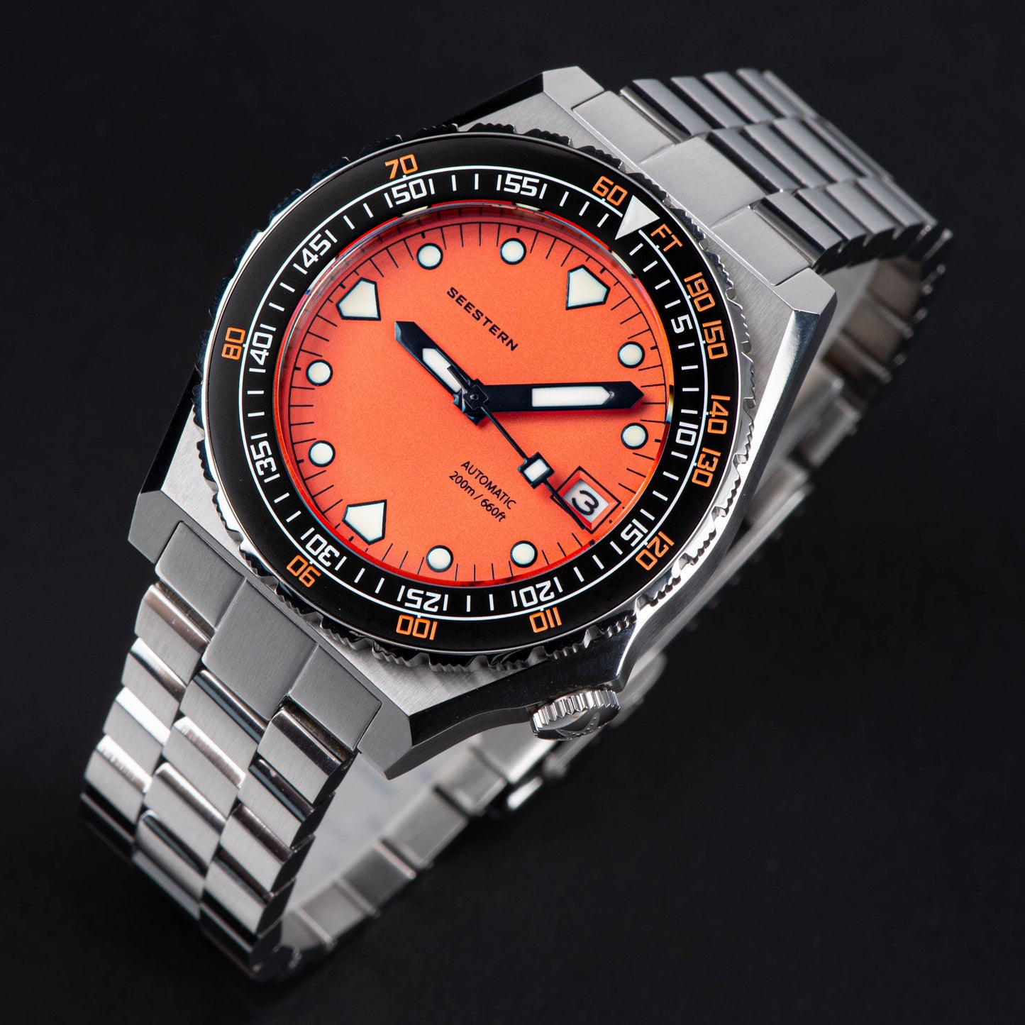 Seestern Vintage 407 600T Orange Dial Ceramic Bezel