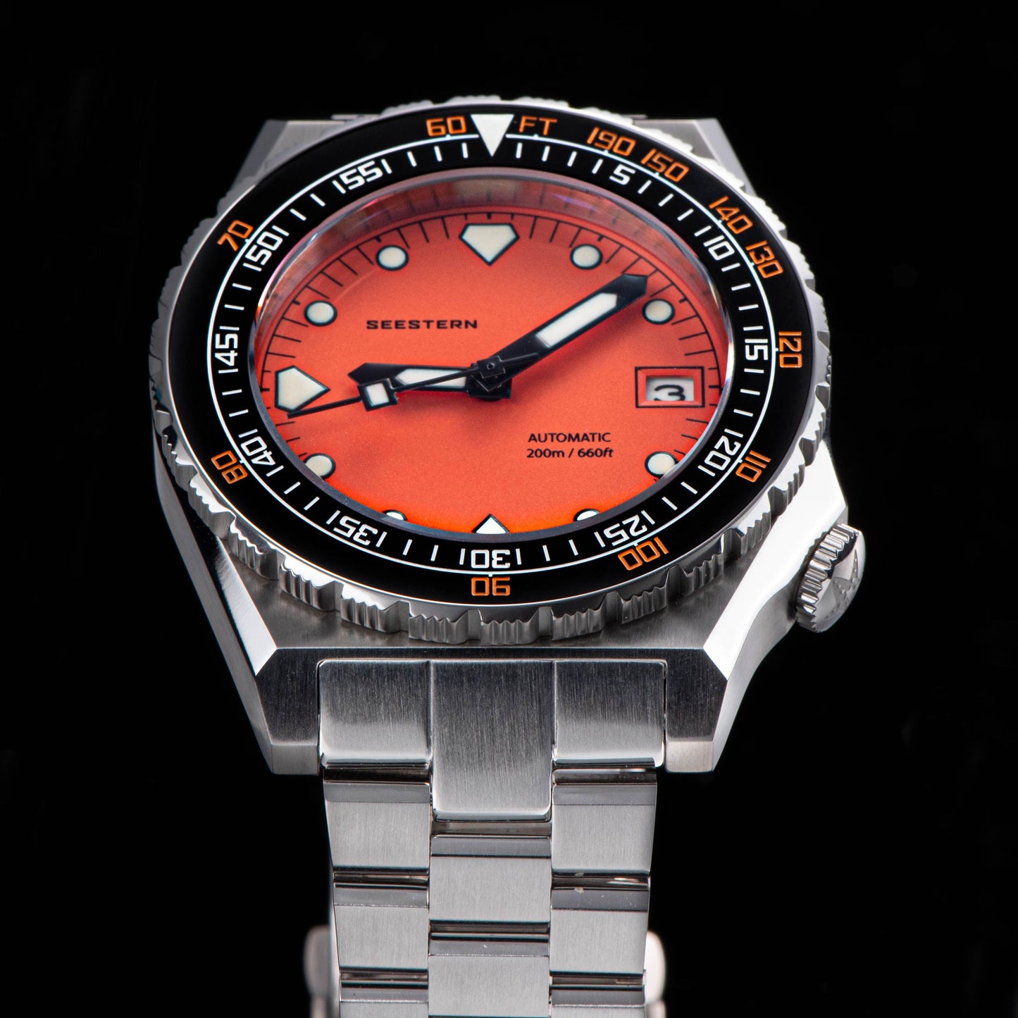 Seestern Vintage 407 600T Orange Dial Ceramic Bezel