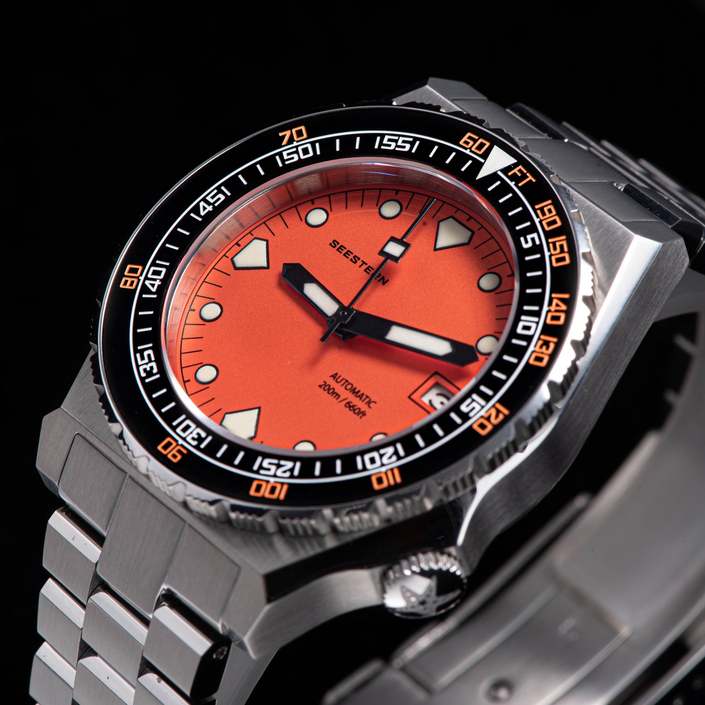 Seestern Vintage 407 600T Orange Dial Ceramic Bezel