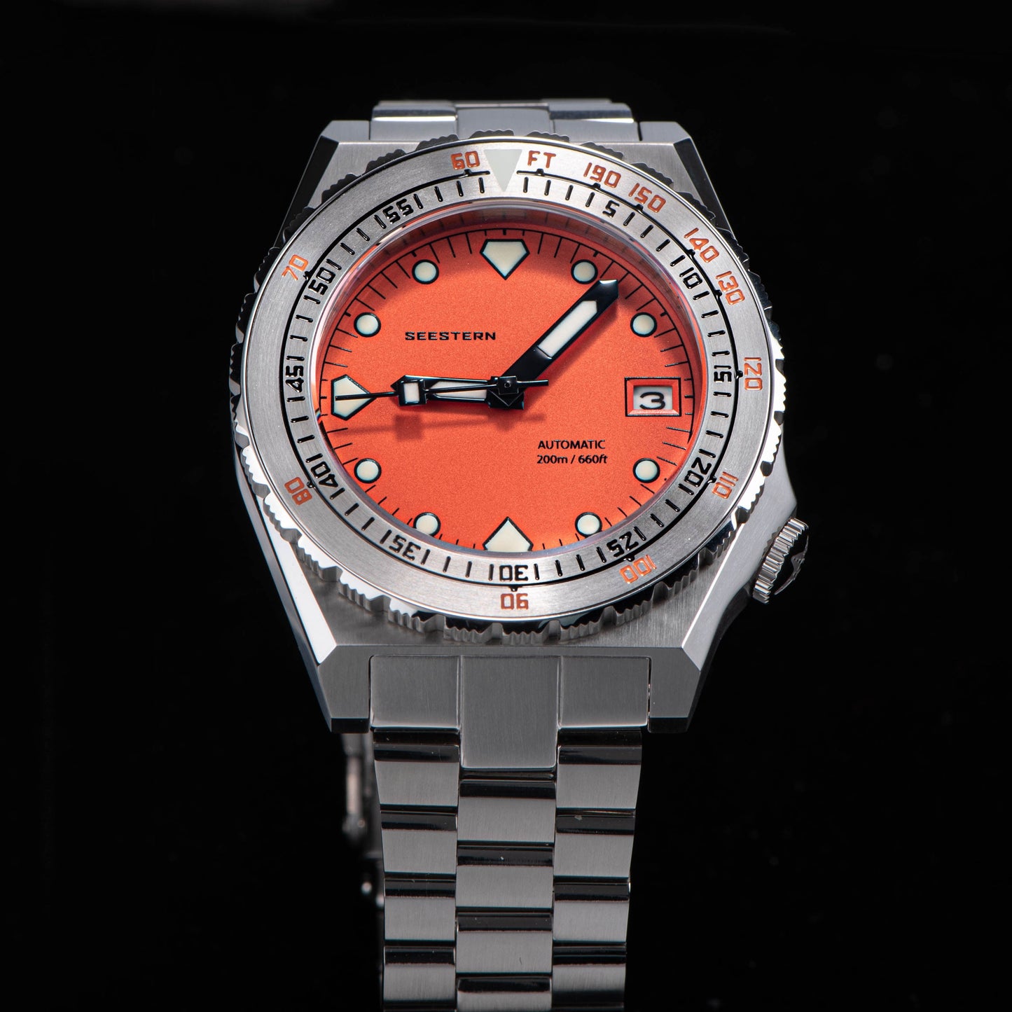 Seestern Vintage 407 600T Orange Dial Ceramic Bezel