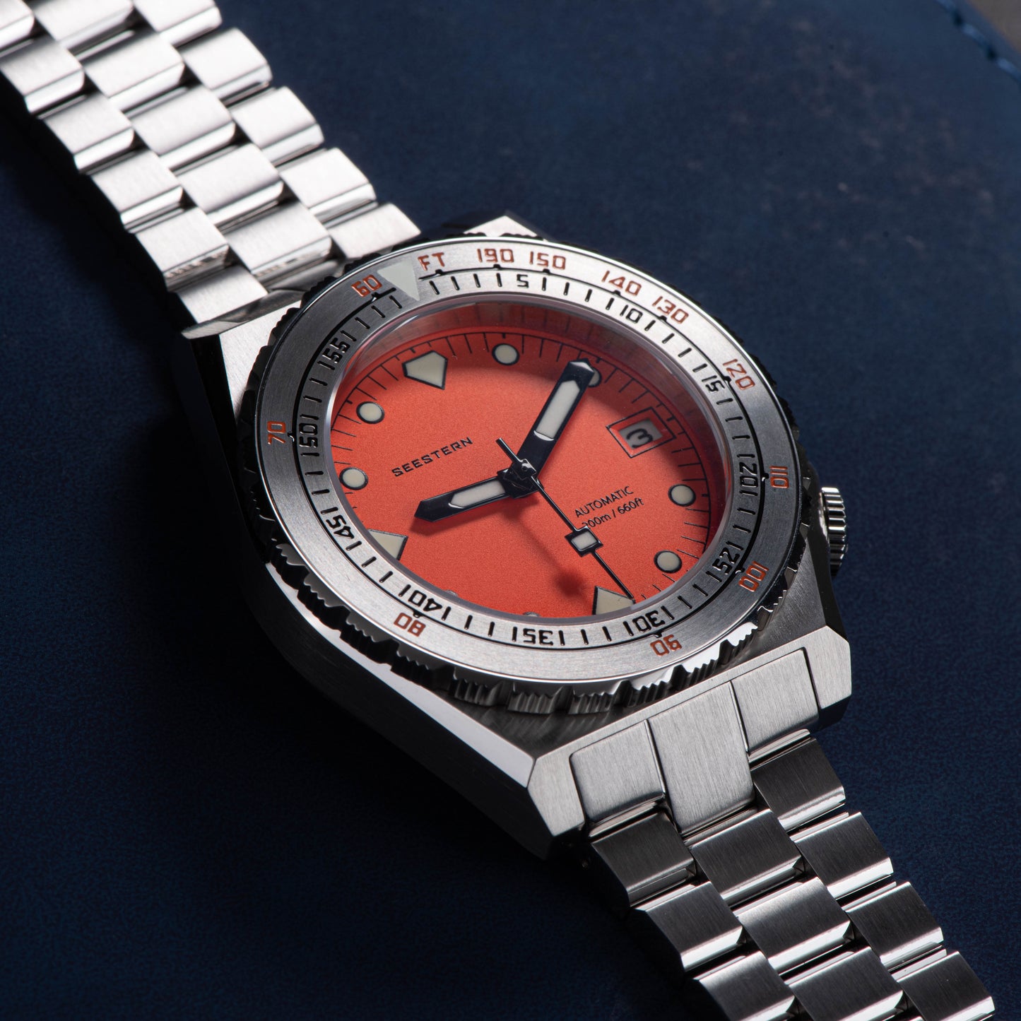 Seestern Vintage 407 600T Orange Dial Ceramic Bezel