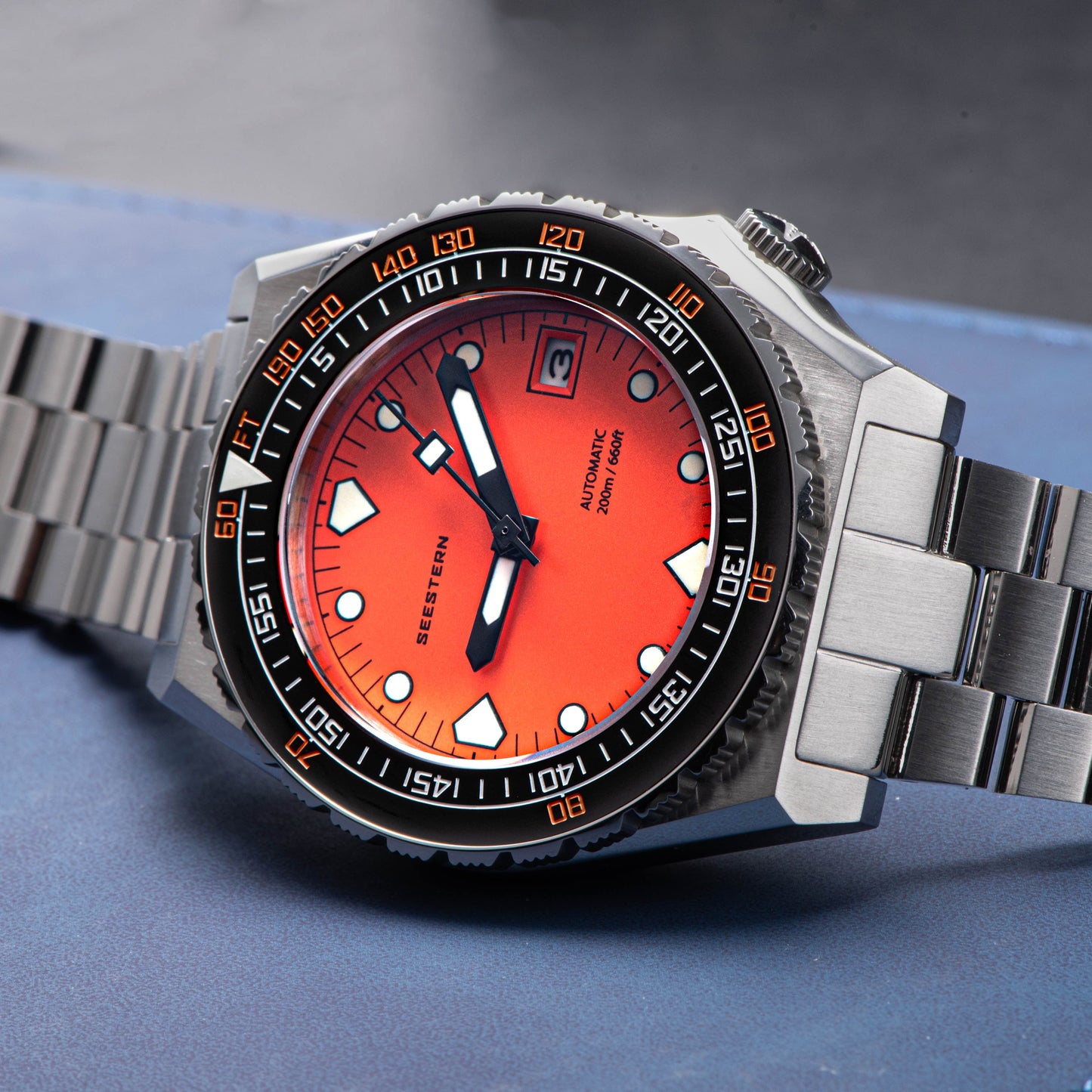 Seestern Vintage 407 600T Orange Dial Ceramic Bezel