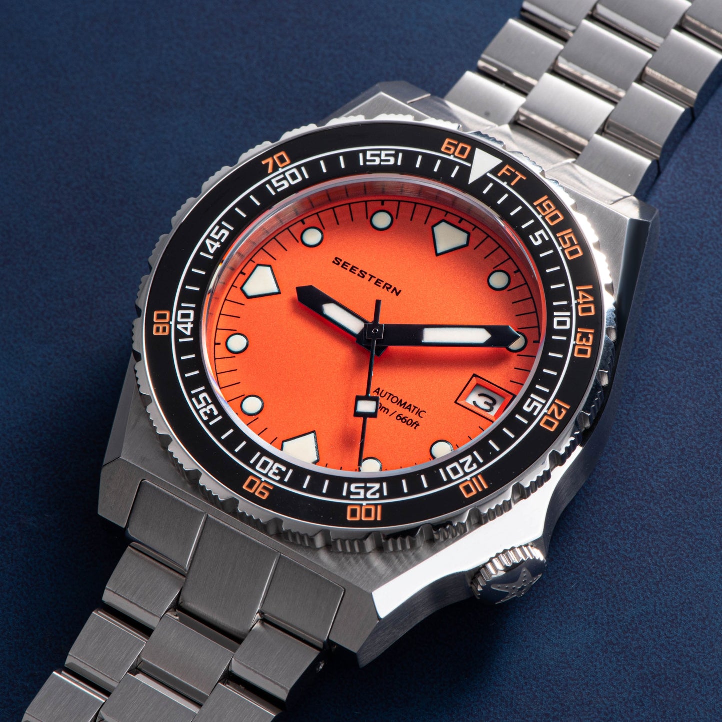 Seestern Vintage 407 600T Orange Dial Ceramic Bezel