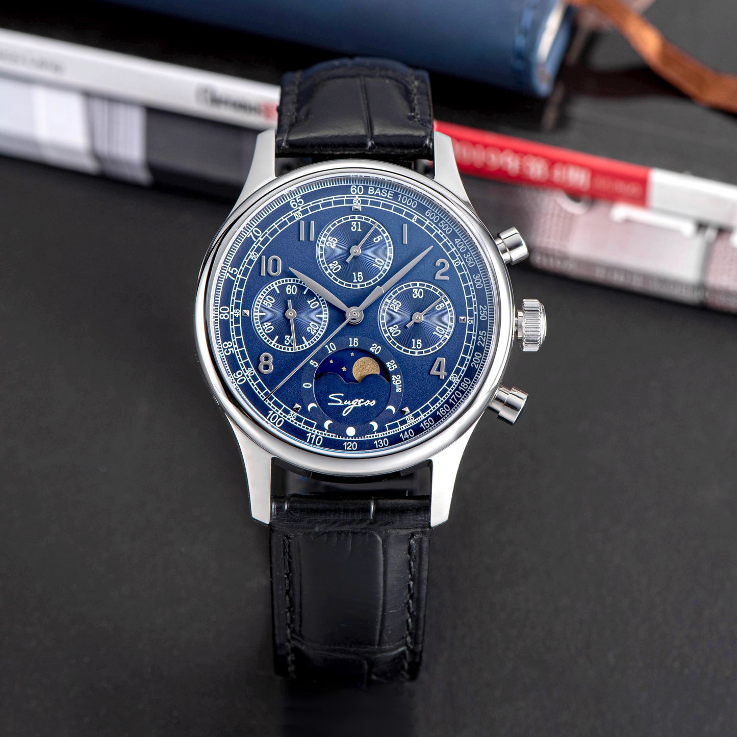 MoonPhase Master S389-2 Deep Blue Swan Neck Regulator