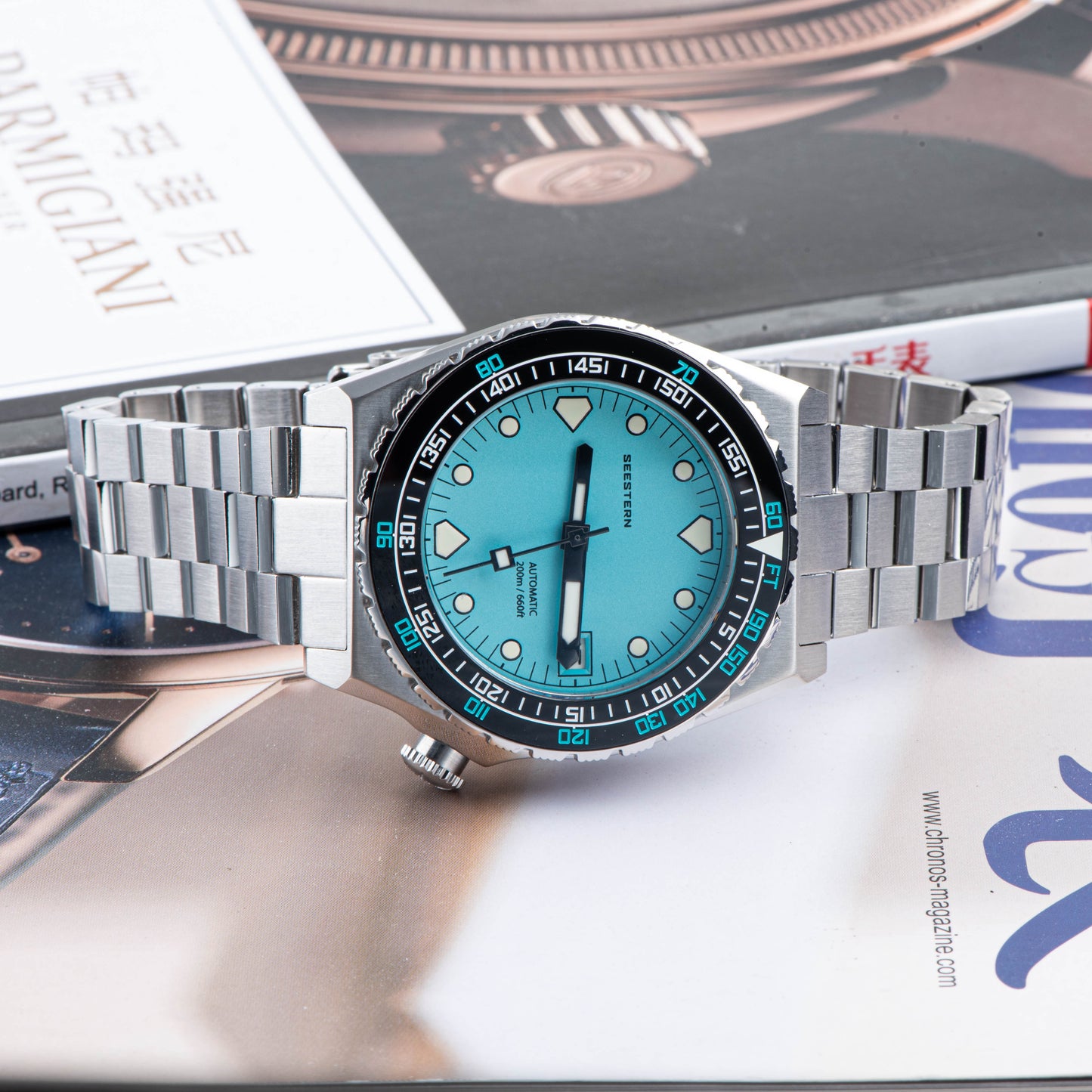 Seestern Vintage 407 600T Light Blue Dial Ceramic Bezel