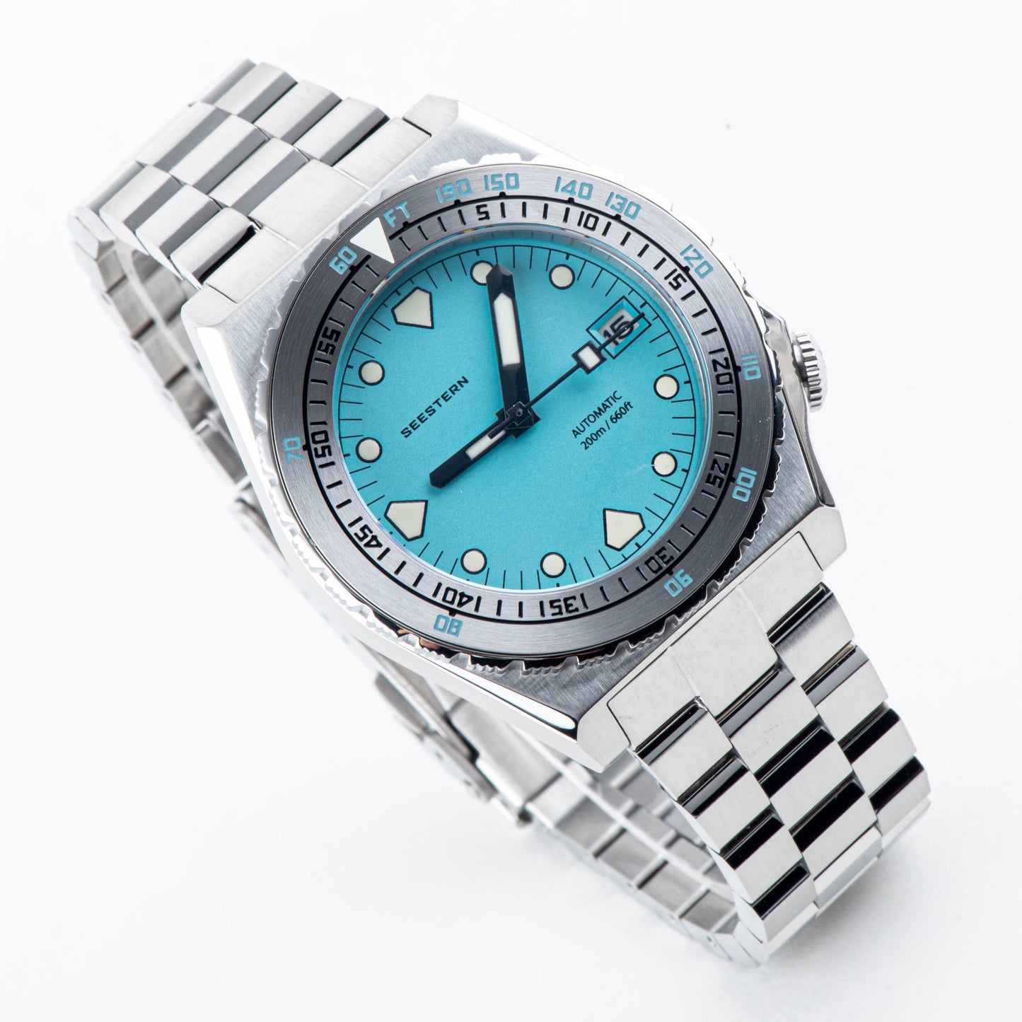 Seestern Vintage 407 600T Light Blue Dial Ceramic Bezel