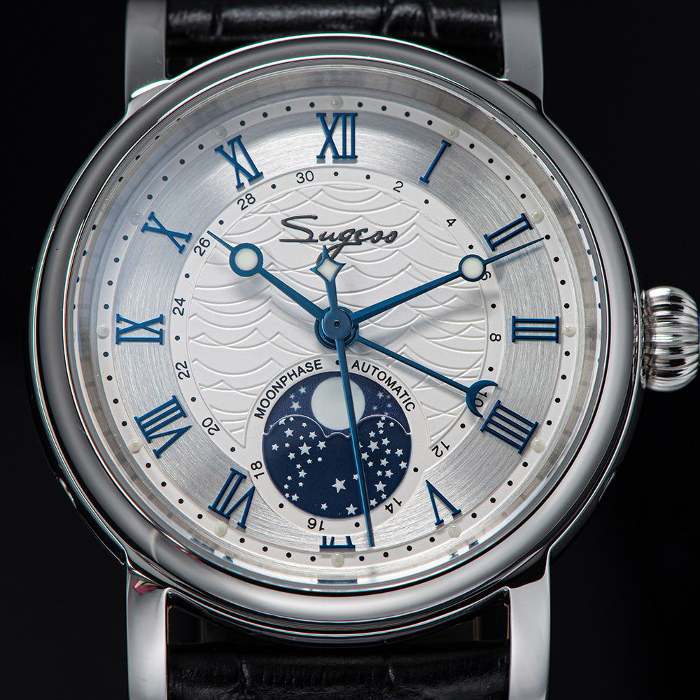 MoonPhase Master SU2108SZ Stainless-Steel Moon Phase Blue Indices