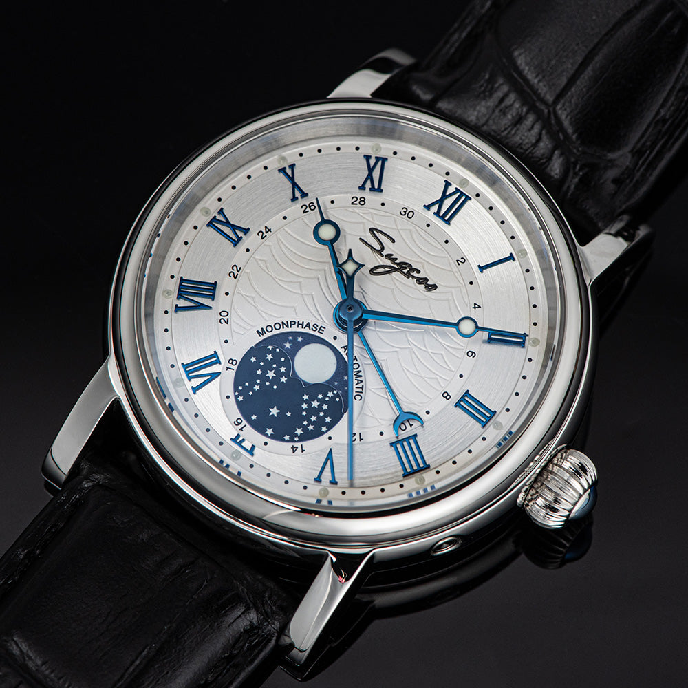 MoonPhase Master SU2108SZ Stainless-Steel Moon Phase Blue Indices