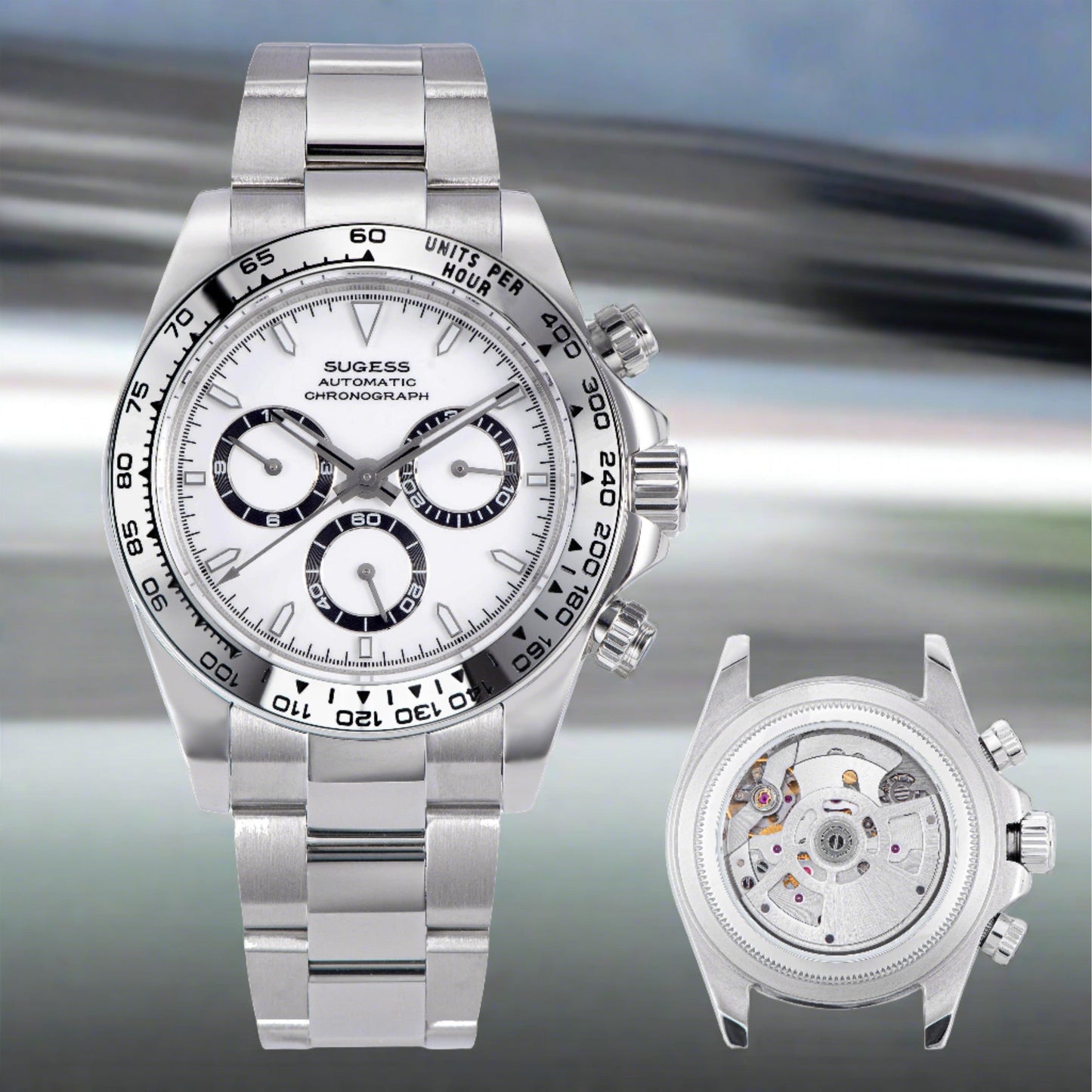 Automatic Chronograph S418-2.001 White Dial Stainless Steel Bezel Professional