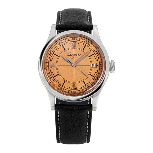 Heritage 411-3B Seagull 2130 Movement  Stainless Steel Case Deep Orange Dial SU4113BOR