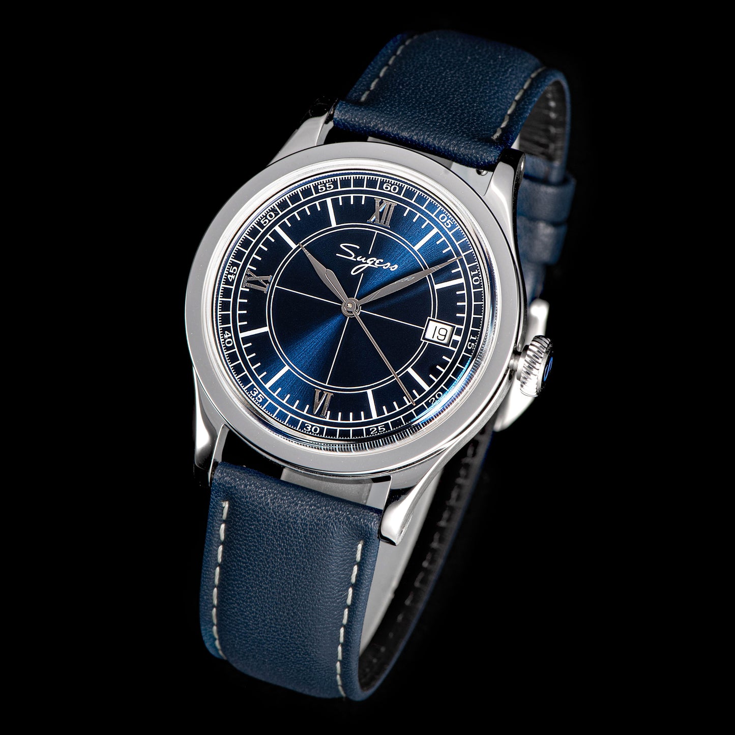 Heritage 411-3B Seagull 2130 Movement  Stainless Steel Case Deep Blue Dial SU4113BDB